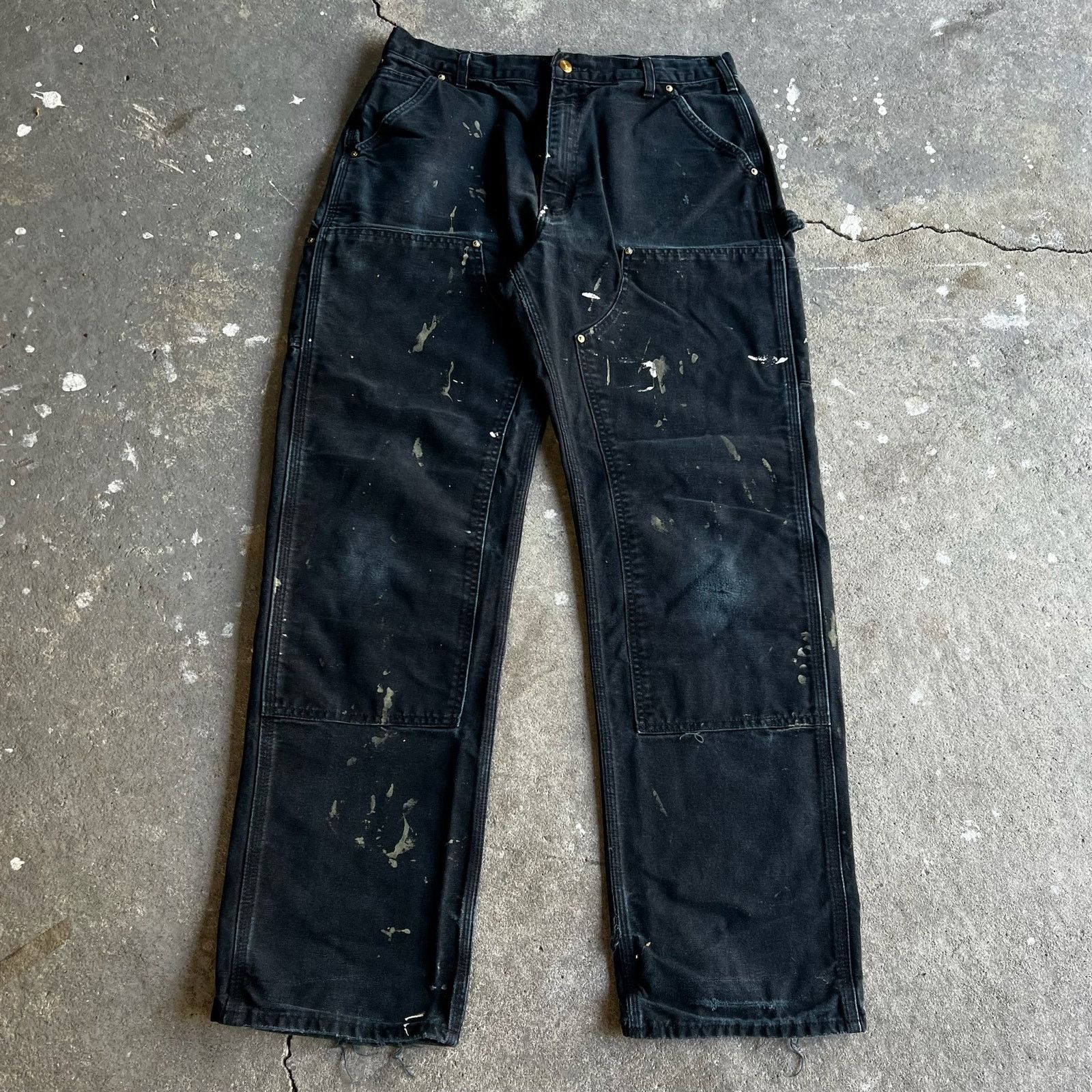 Carhartt × Vintage Carhartt faded black double knee work wear carpenter pants Size US 31 - 1 Thumbnail