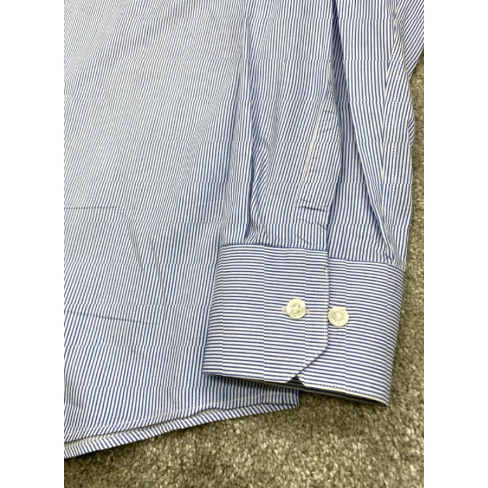 Vince Camuto Vince Camuto Shirt Men's 15.5 Blue Striped Long Sleeve Button Up Slim Fit Dress Shirt Mens 15.5 Blue Striped Vince Camuto Shirt Size US L / EU 52-54 / 3 - 3 Thumbnail