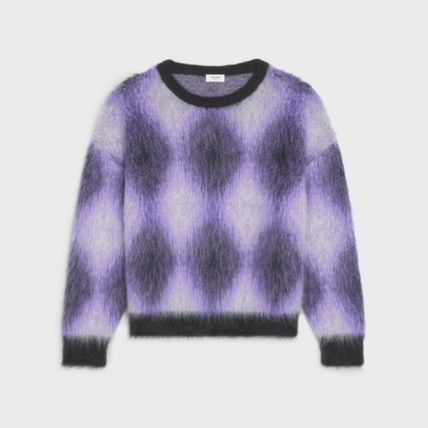 Image of Celine Brushed Boxy Cropped Mohair Sweater In Purple, Men's (Size XS)