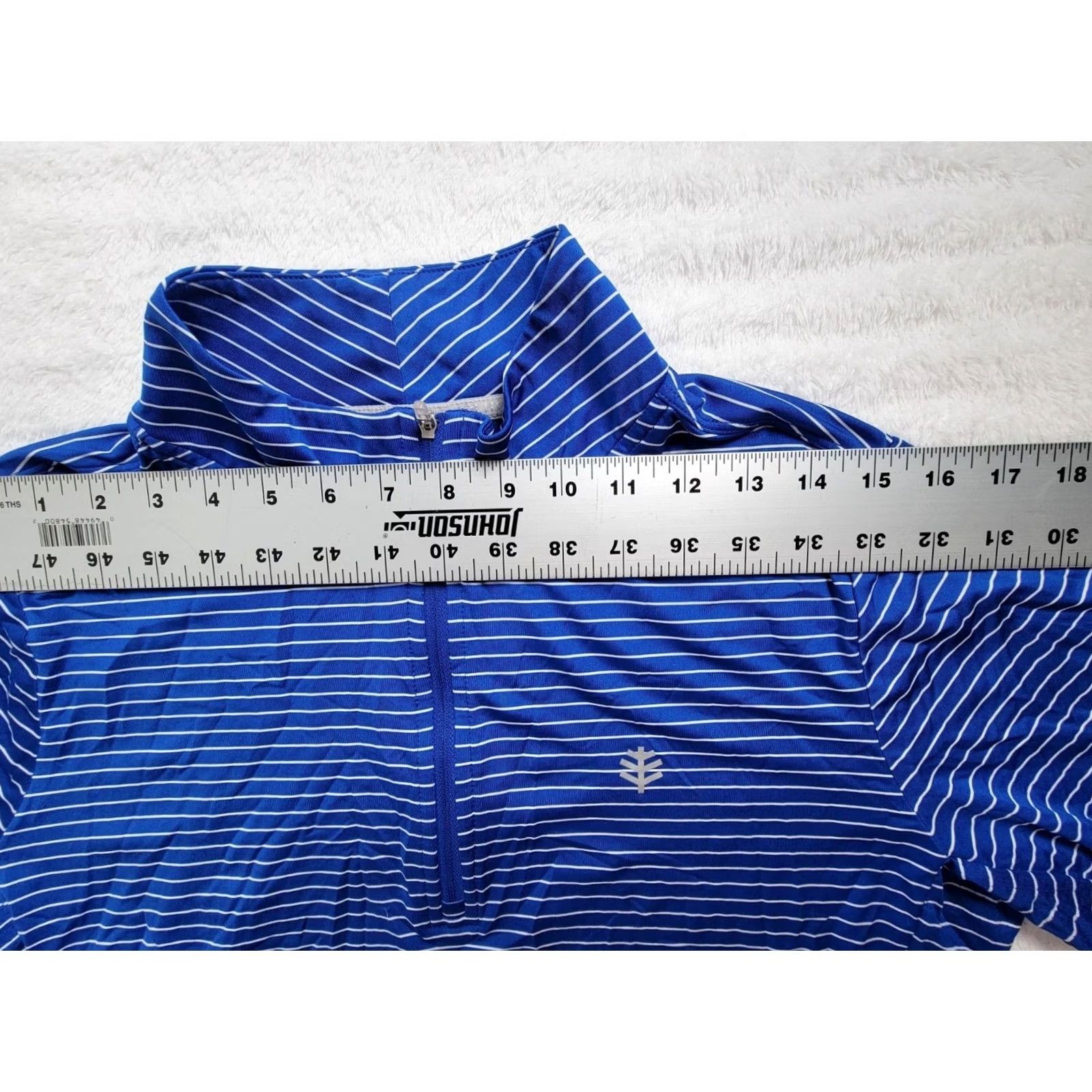 Vintage Coolibar Womens Blue Striped UPF 50+ Quarter-Zip Long Sleeve Shirt Large Stretch Size L / US 10 / IT 46 - 6 Thumbnail