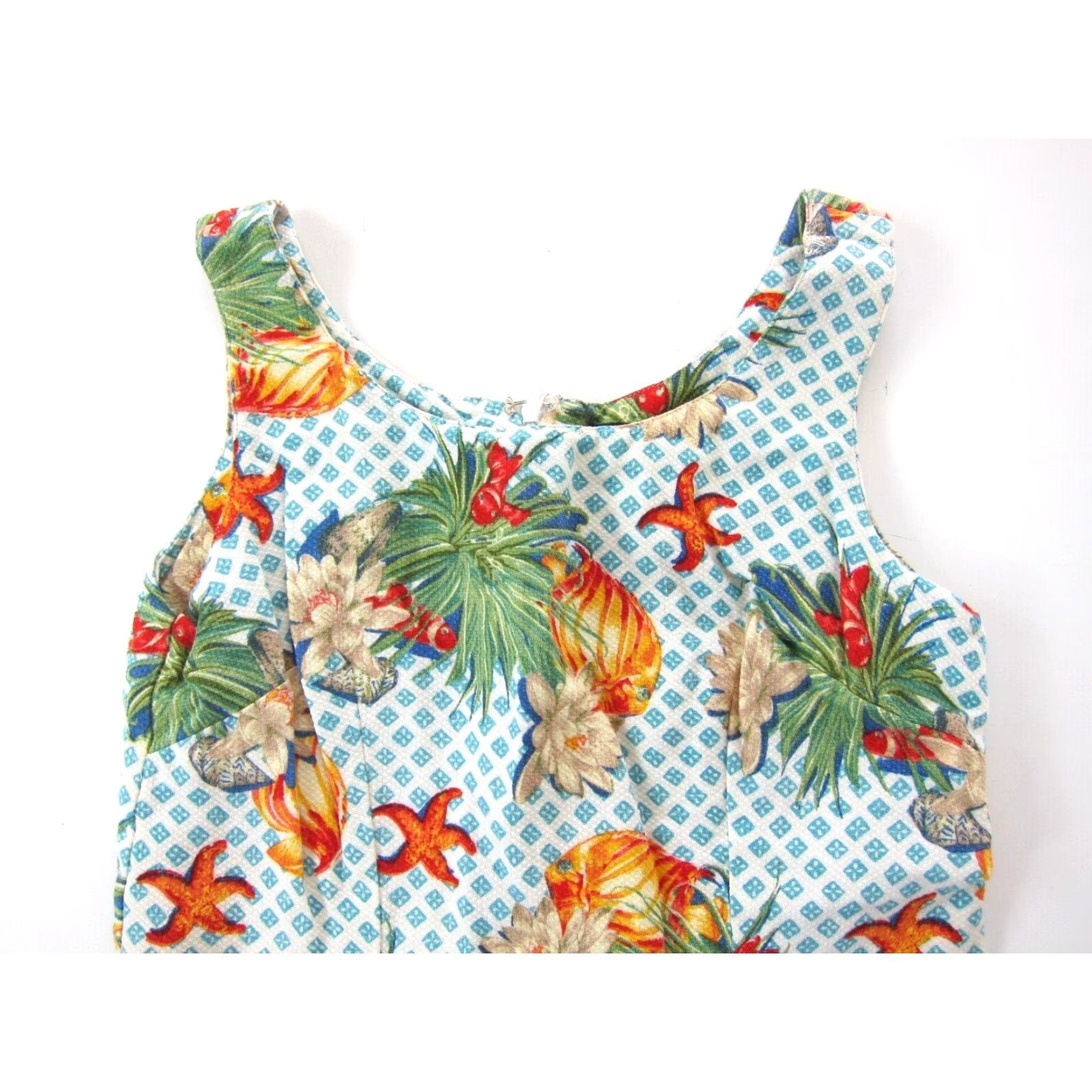 Vintage Vtg Brittish Khaki Robert Lighton Linen Blue Green Floral Beach Tank Sun Dress Small Size S / US 4 / IT 40 - 3 Thumbnail