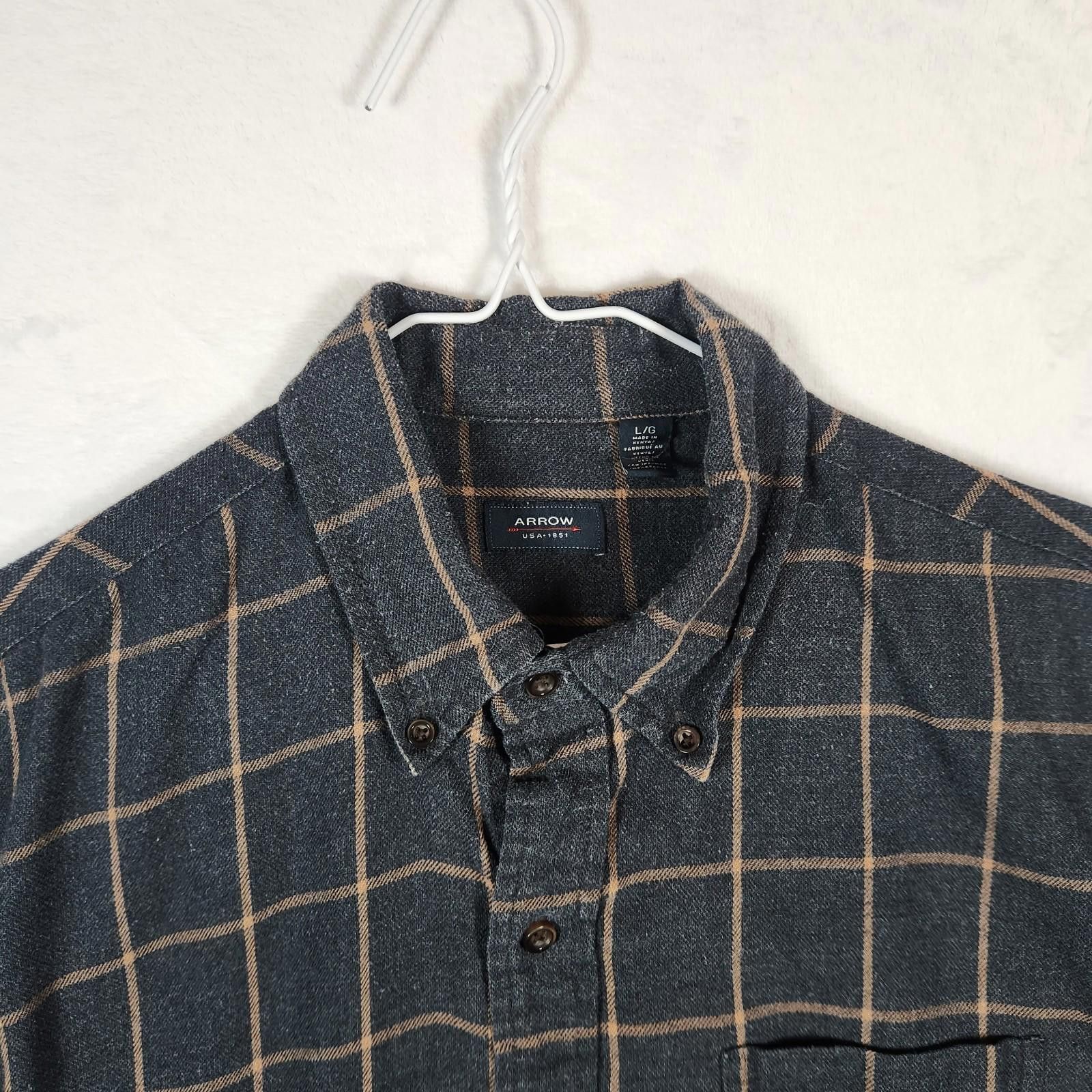 Arrow Vintage Arrow Grey Plaid Flannel Shirt Size Large Size US L / EU 52-54 / 3 - 4 Thumbnail