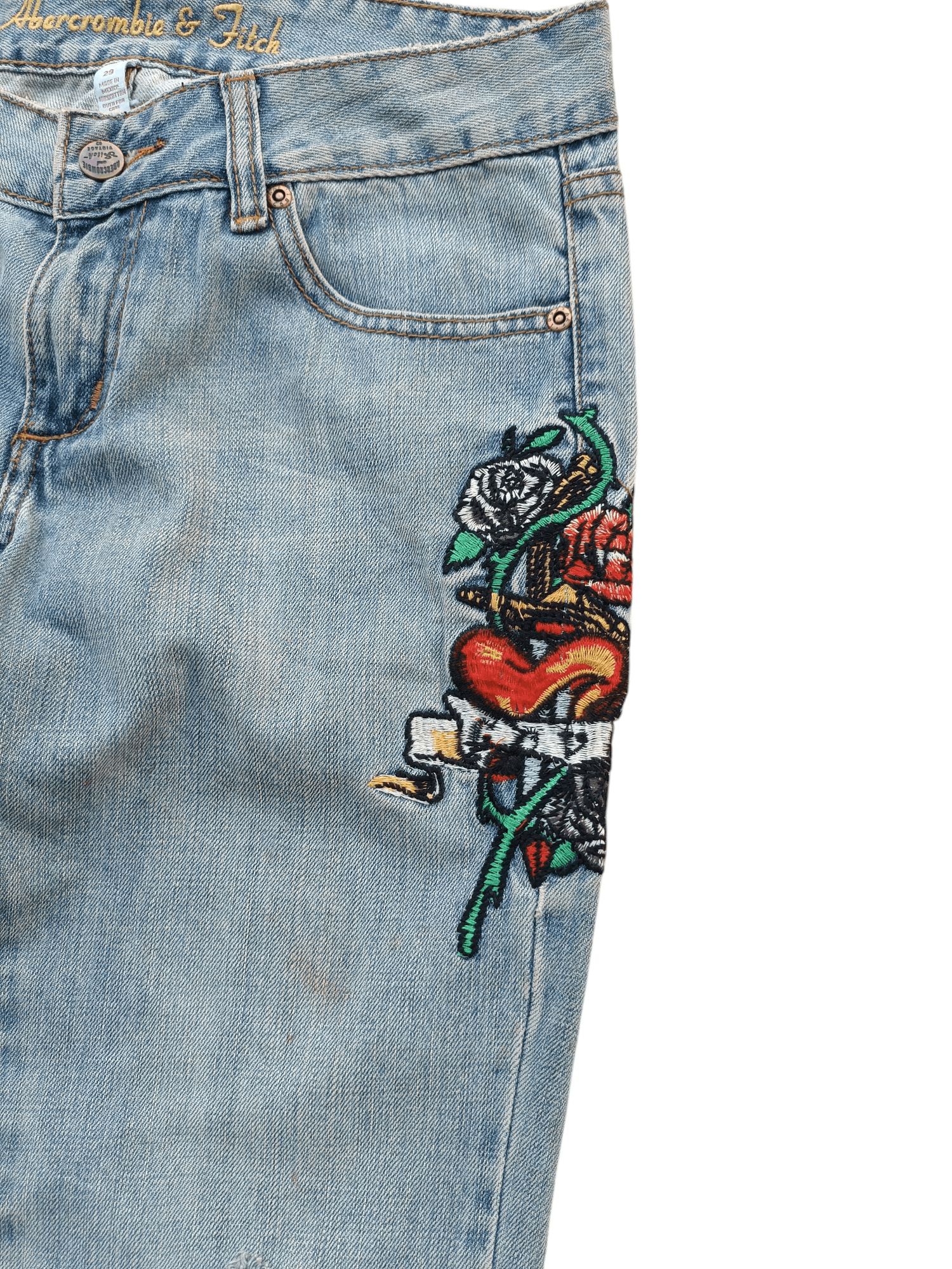 Abercrombie & Fitch FLARED Abercrombie & Fitch Distressed Embroidery Denim E218 Size US 30 / EU 46 - 14 Thumbnail