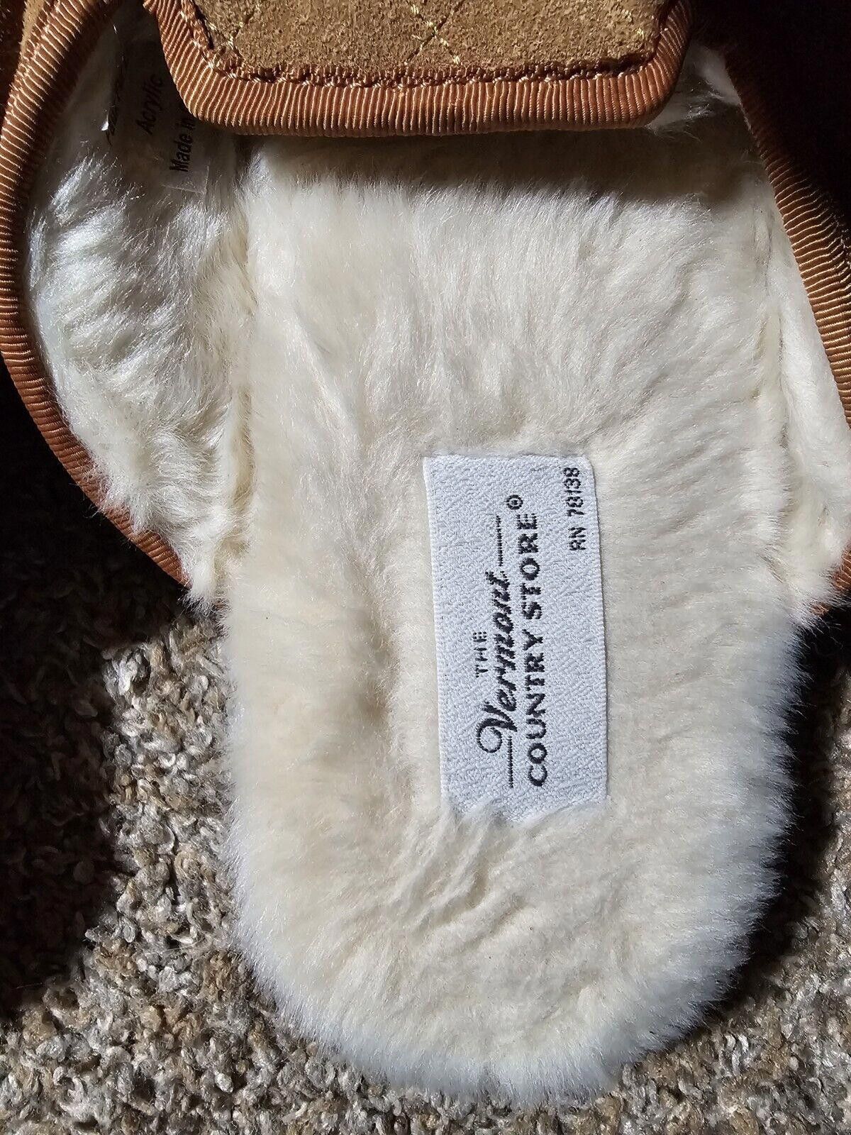 Designer Vermont Country Store 10M Leather Acrylic faux fur slippers Size US 10 / IT 40 - 2 Thumbnail