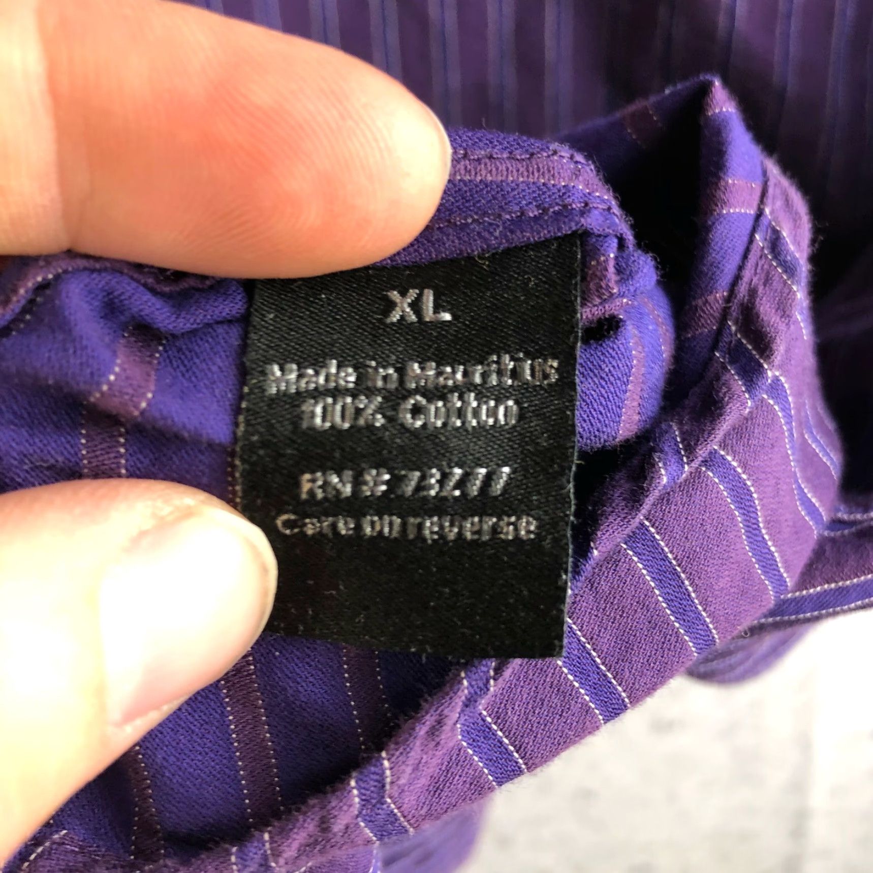 Apt. 9 Apt.9 Mens XL Purple Striped Long Sleeve Point Collar Shirt 100% Cotton Shirt Size US XL / EU 56 / 4 - 7 Thumbnail