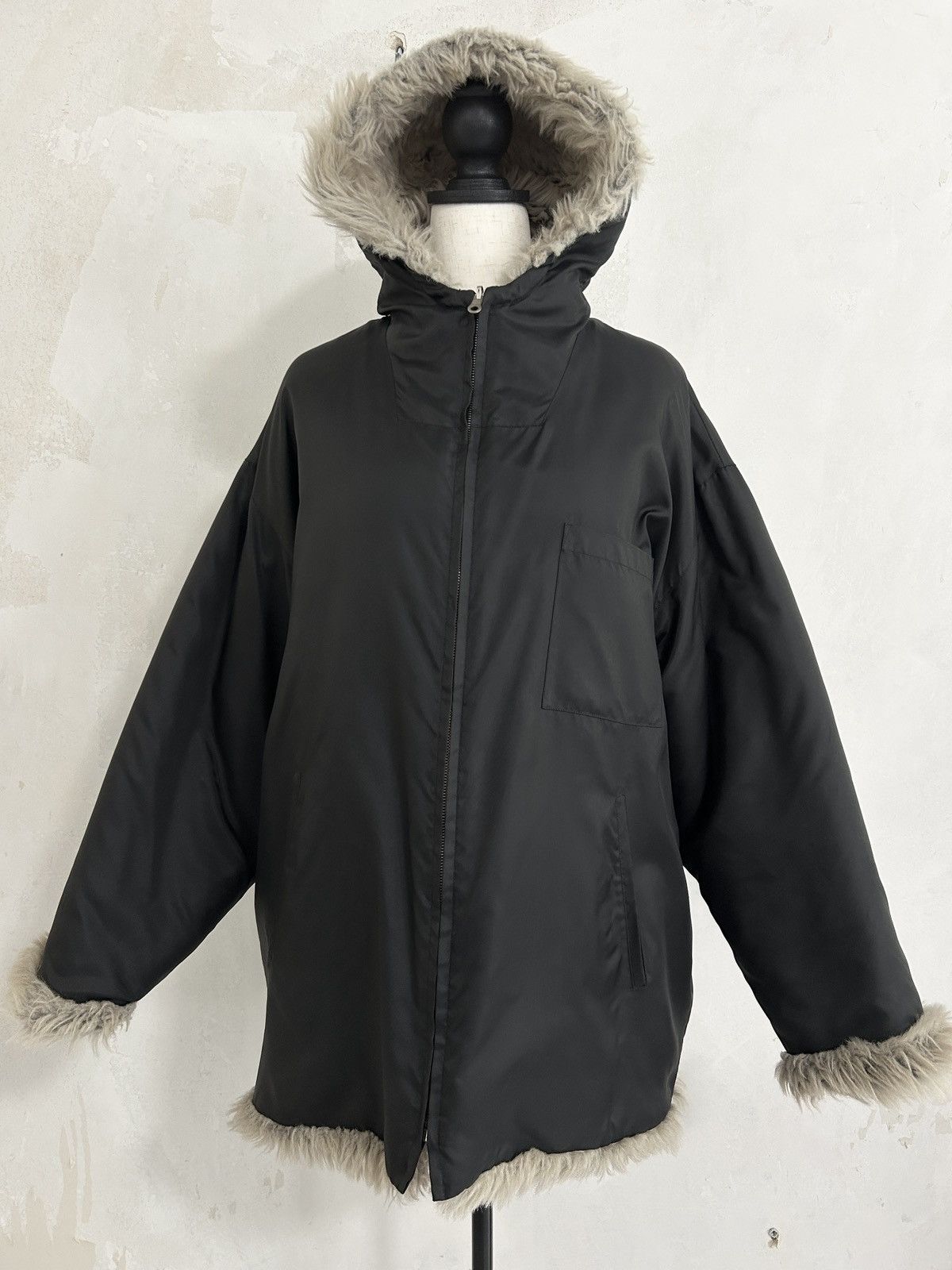 Helmut Lang Archive A/W 1992 oversized faux fur reversible jacket Size M / US 6-8 / IT 42-44 - 8 Thumbnail