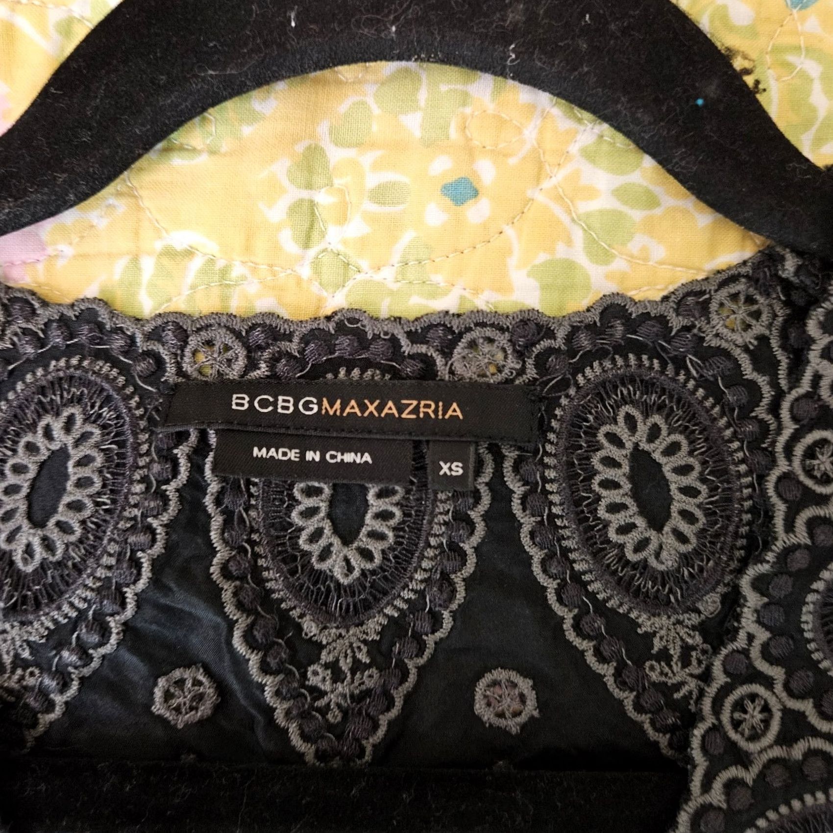 Bcbgmaxazria BCBGMAXAZRIA Dress Women's Embroidered Floral Silk Black XS A-Line Long Sleeve V-Neck Short Size XS / US 0-2 / IT 36-38 - 6 Thumbnail