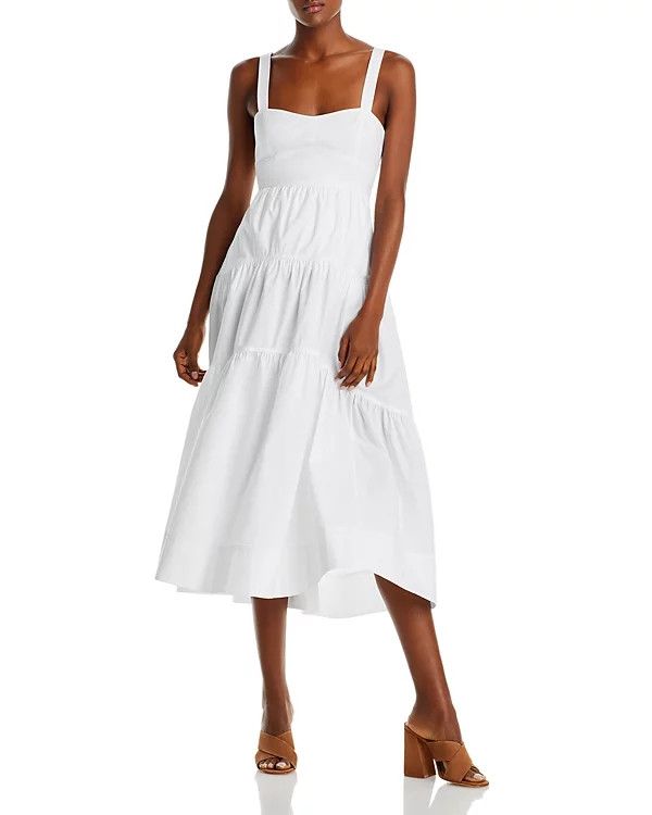 A.L.C. A.L.C. White Tiered Midi Dress With Lace-Up Back & Adjustabl Size M / US 6-8 / IT 42-44 - 1 Thumbnail