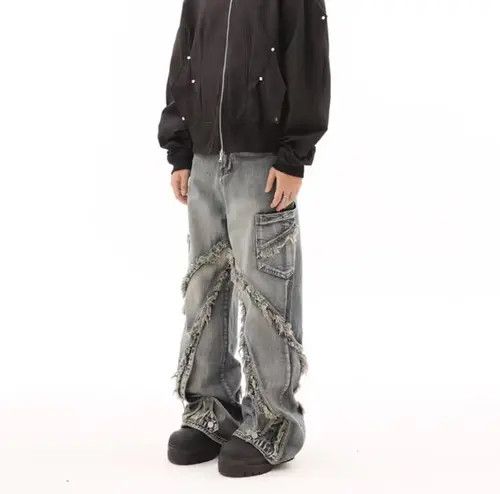 Japanese Brand × Jean Vintage raw edge textured bootcut jeans Size US 30 / EU 46 - 1 Thumbnail