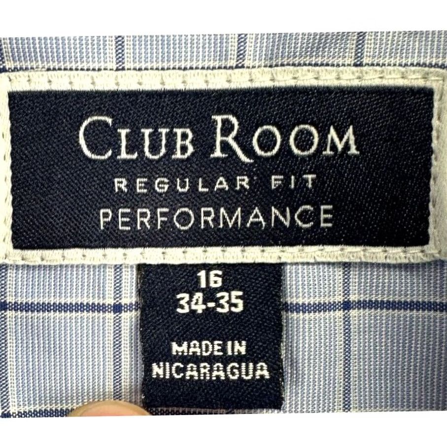 Club Room Club Room Dress Shirt Mens Blue Checkered Regular Fit 16 34-35 NEW Size 42R - 4 Thumbnail