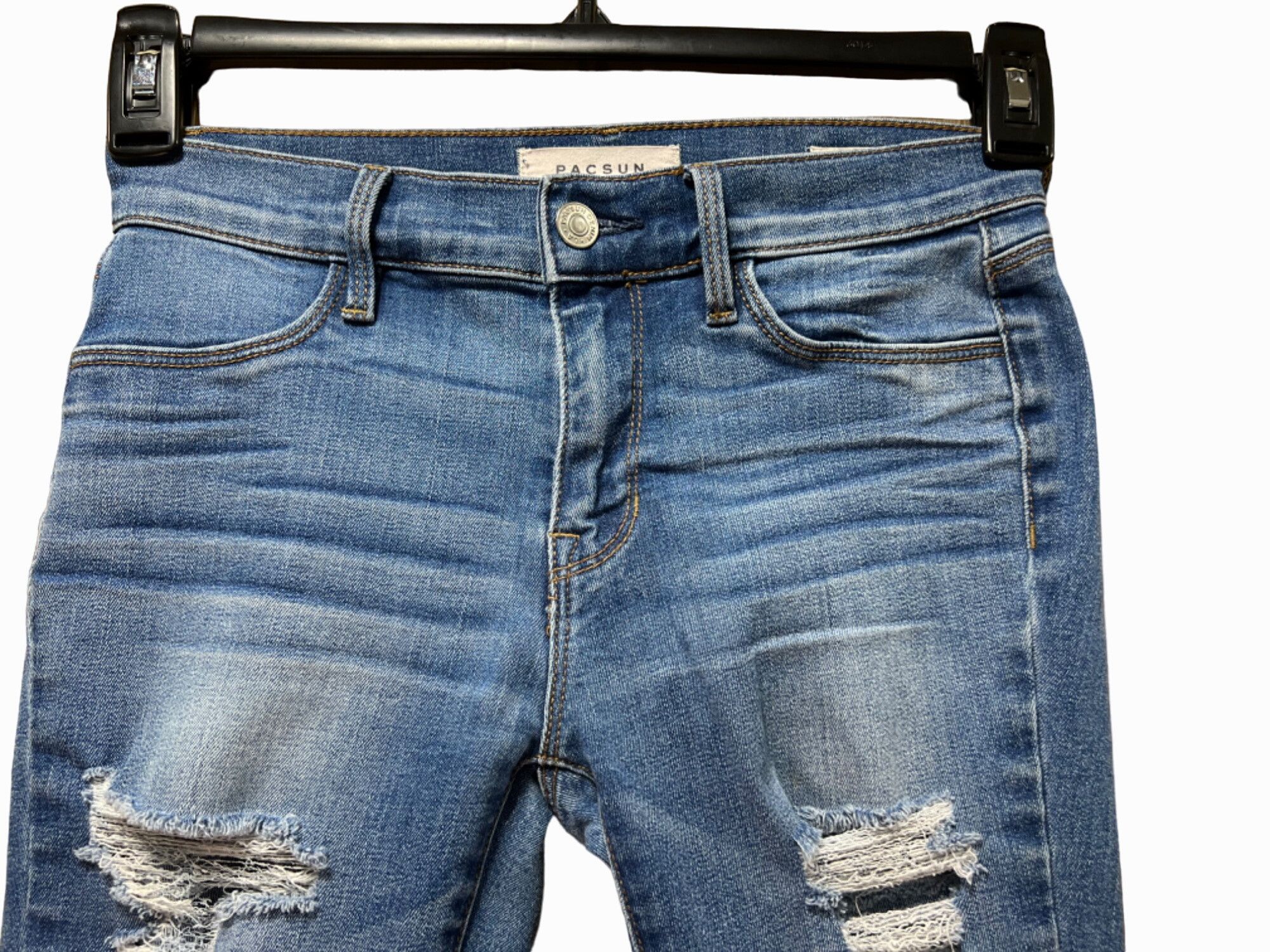 Pacsun Pacsun - Women's Stretch Skinny Jeans Distressed - Blue - 24 Size 42" / US 20 - 13 Thumbnail