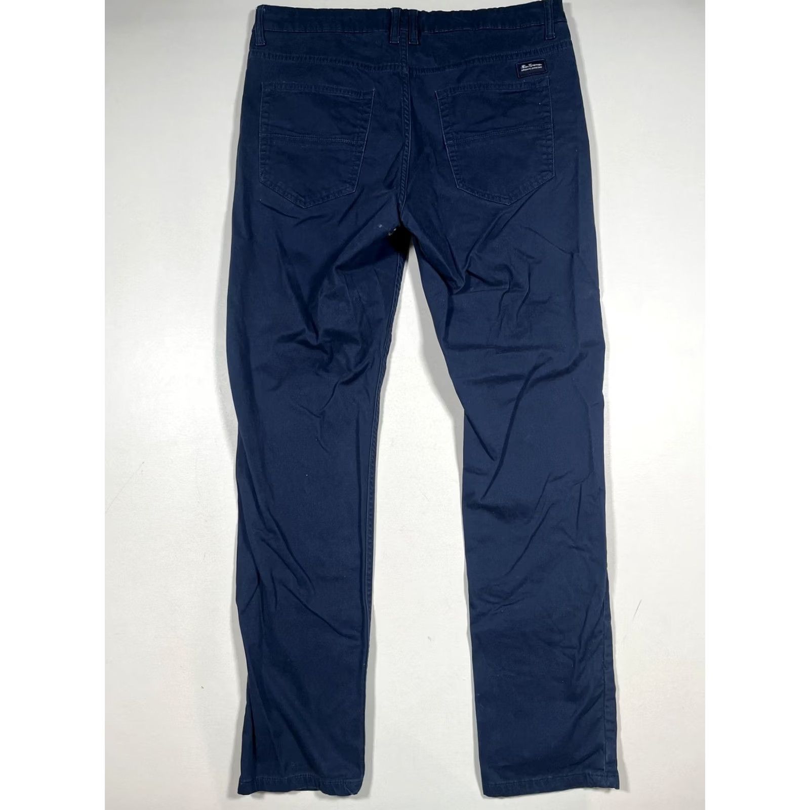Ben Sherman Ben Sherman Pants Mens 33x32 Blue Stretch Chino 5-Pocket Slim Straight Casual Size US 33 - 2 Thumbnail