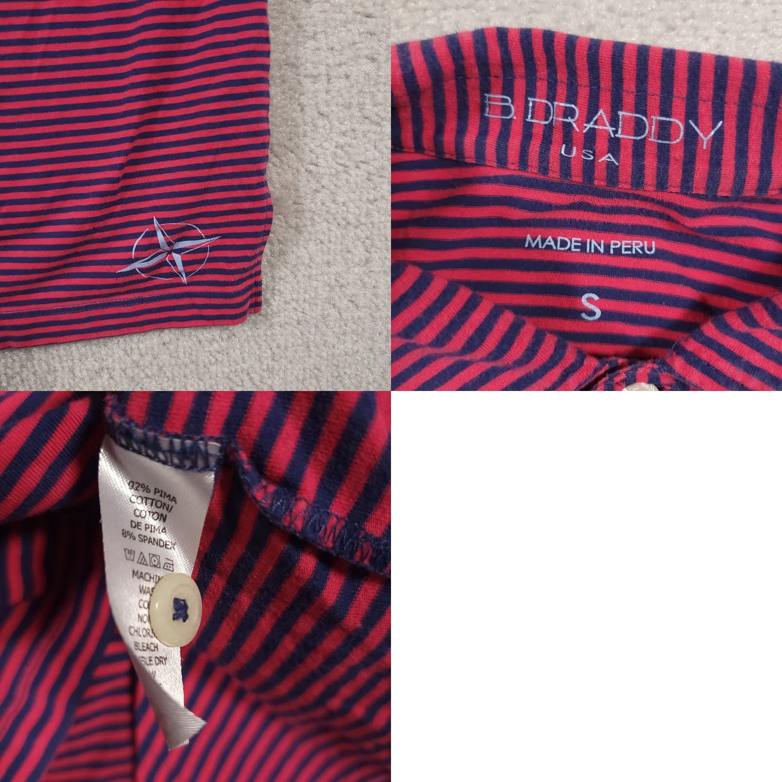 Vintage B Draddy Sport Country Club Golf Short Sleeve Polo Shirt Mens Small Pink Navy Shirt Polo Size US S / EU 44-46 / 1 - 9 Thumbnail