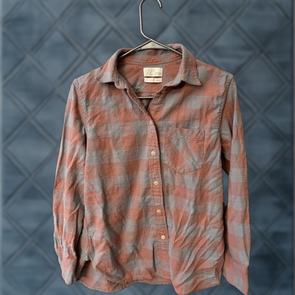 J.Crew J.Crew Women's Button-Up Plaid Pink Flannel Shirt Size 2 Regular-Adult Womens Color Pink-Brand Plaid Flannel Shirt 2 Size XS / US 0-2 / IT 36-38 - 1 Thumbnail