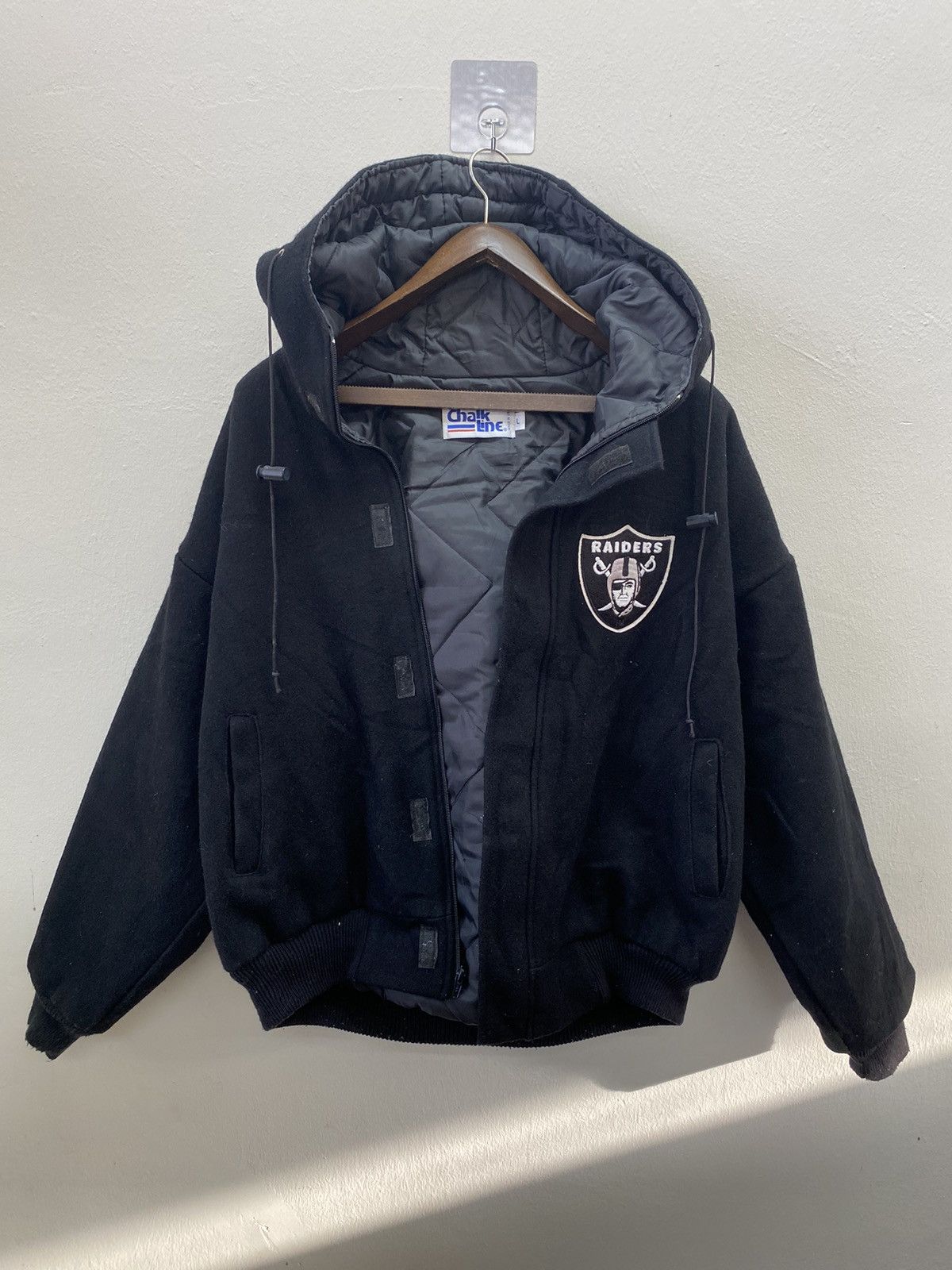 Chalk Line Vtg 90s Chalk Line Raider Team NFL Made In USA Wool Bomber Size US L / EU 52-54 / 3 - 2 Thumbnail