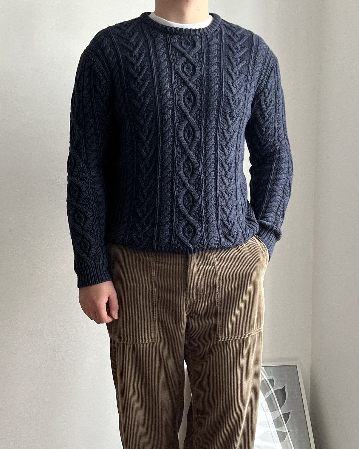 Polo Ralph Lauren Polo by Ralph Lauren Aran Heavy Knitted Indigo Sweater Size US L / EU 52-54 / 3 - 1 Thumbnail