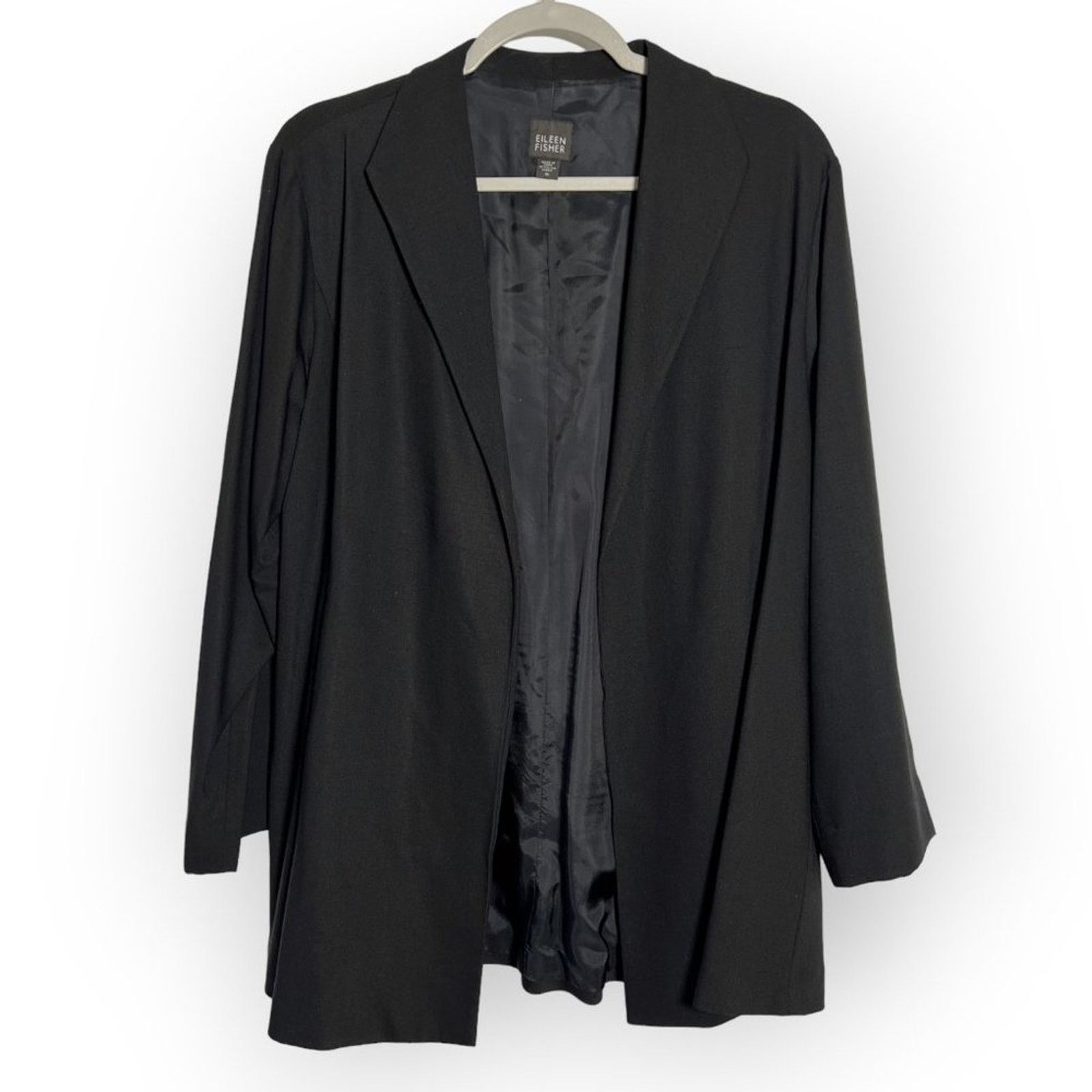 Eileen Fisher Eileen Fisher Open Front Wool Blazer SIZE M Black Jacket Size M / US 6-8 / IT 42-44 - 1 Thumbnail