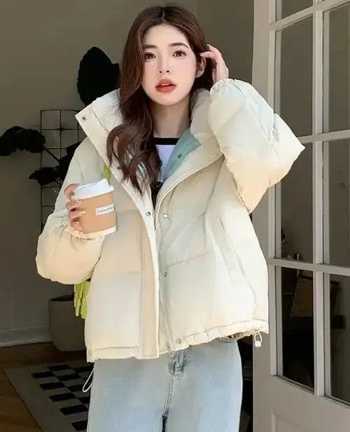 Japanese Brand Zoki Streetwear Thick Warm Parkas Women Fashion Patchwork Size ONE SIZE - 4 Thumbnail