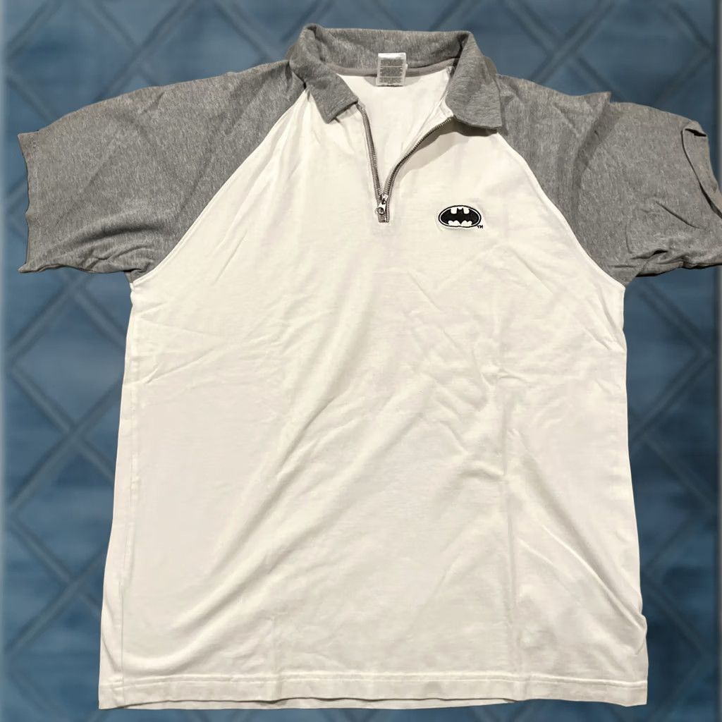 Vintage VINTAGE Batman Warner Bros Studio Store Polo 1/4 Zip Short Sleeve L Men White Cotton Sports 1999 BATMAN Polo L Mens Size US L / EU 52-54 / 3 - 1 Thumbnail