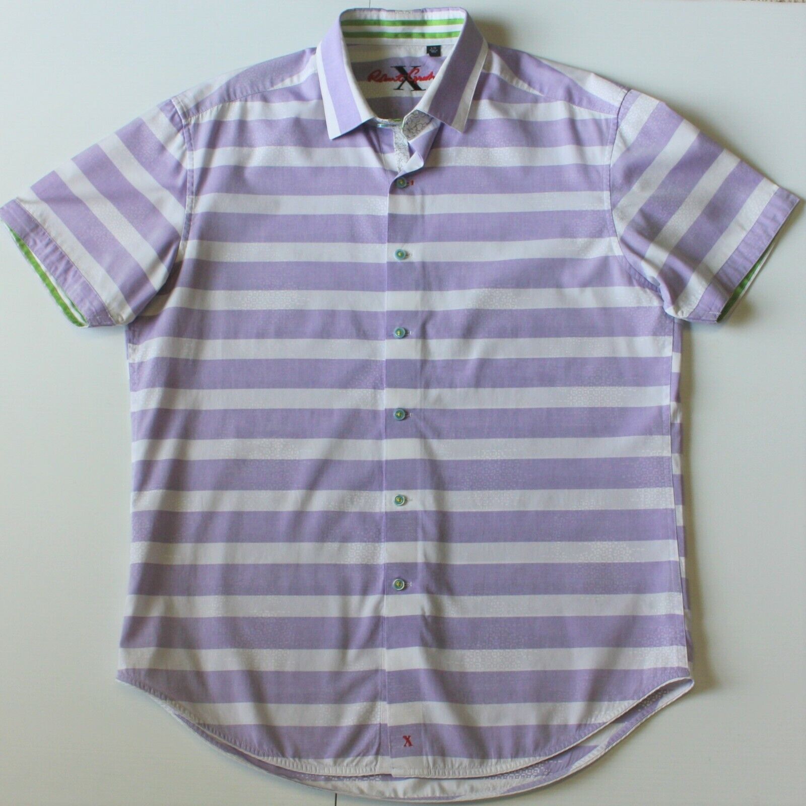 Robert Graham X Collection Men's Bold Stripe Short Sleeve Dress Shirt Size US L / EU 52-54 / 3 - 1 Thumbnail