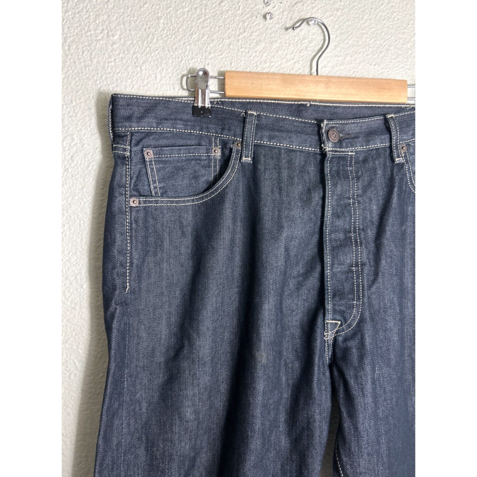 Levi's Levis Jeans Mens 38x30 Blue Denim 501 Button Fly Straight Leg American Dark Wash Size US 38 / EU 54 - 4 Thumbnail