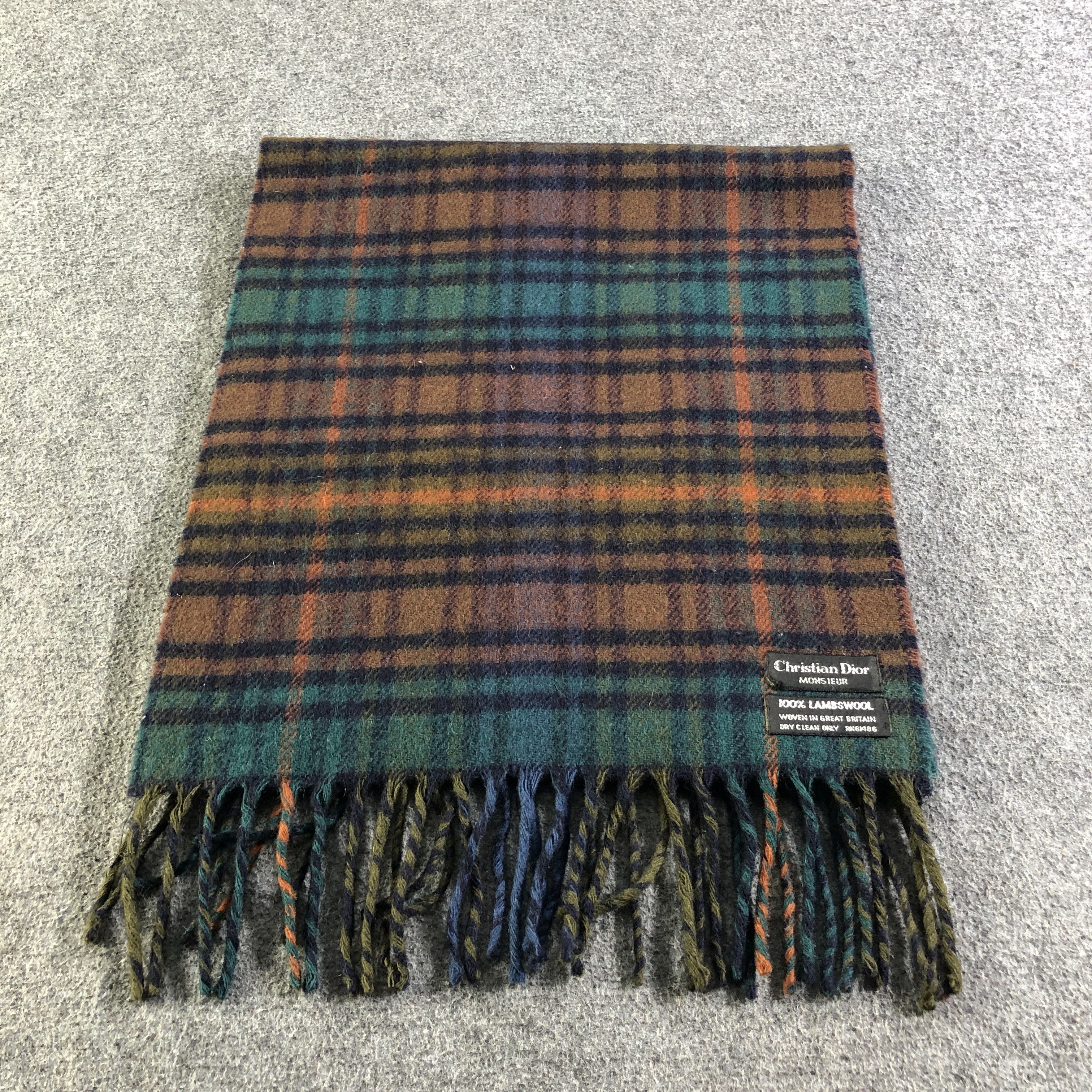 Christian Dior Monsieur Christian Dior Tartan Wool Scarf Muffler V2679 Size ONE SIZE - 3 Thumbnail