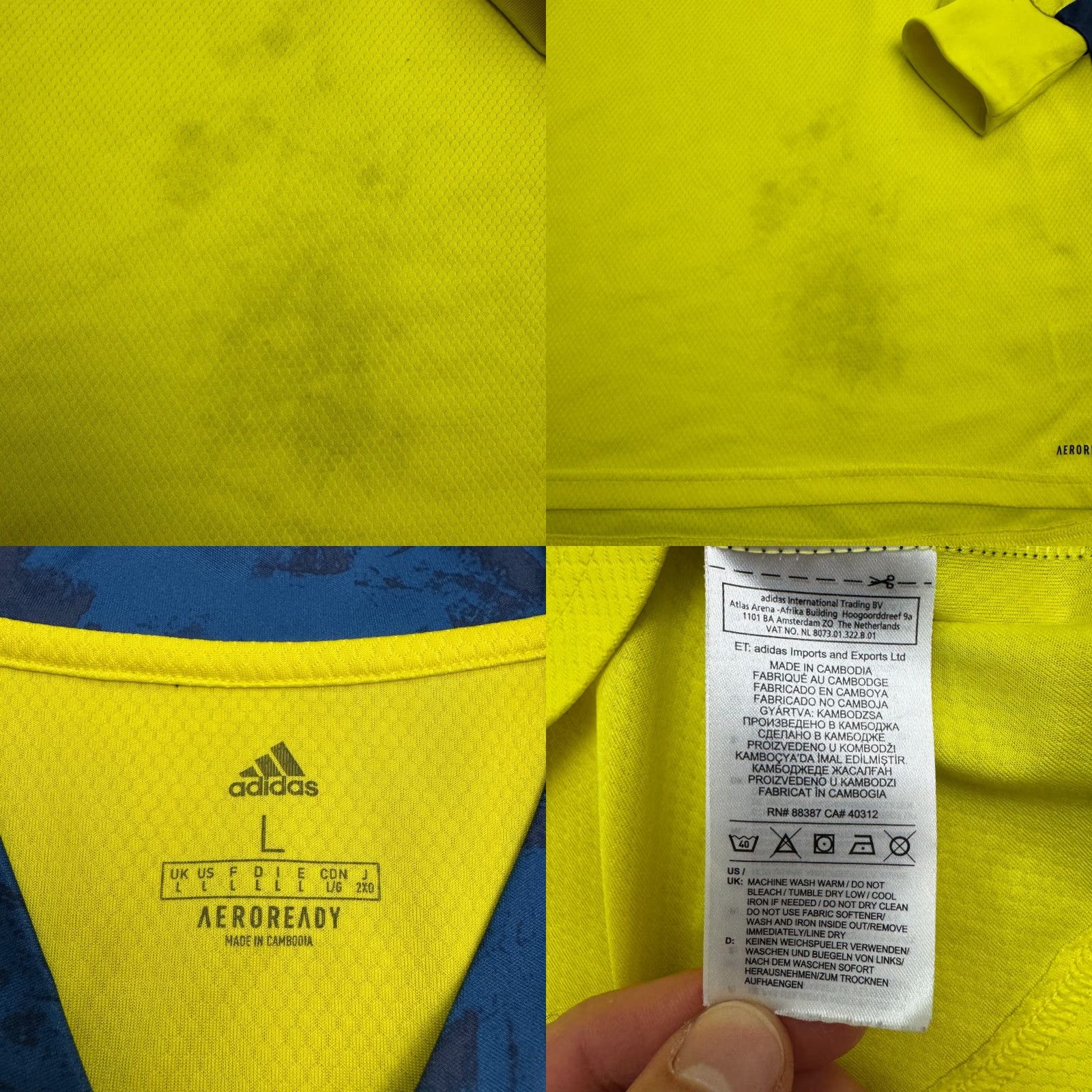 Adidas Adidas Aeroready Academia AFC #0 Goalie Soccer Jersey Mens Large Yellow Active Size US M / EU 48-50 / 2 - 8 Thumbnail
