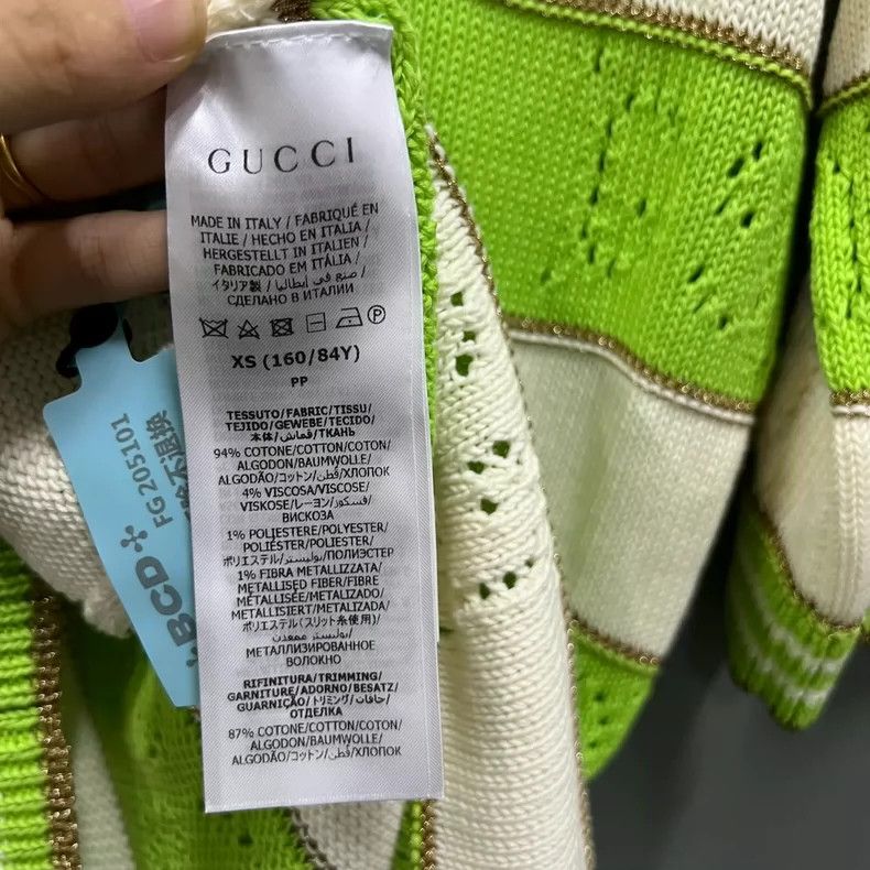 Gucci Gucci White and green striped hollow GG knitwear 2502-Nexta Size US XS / EU 42 / 0 - 3 Thumbnail