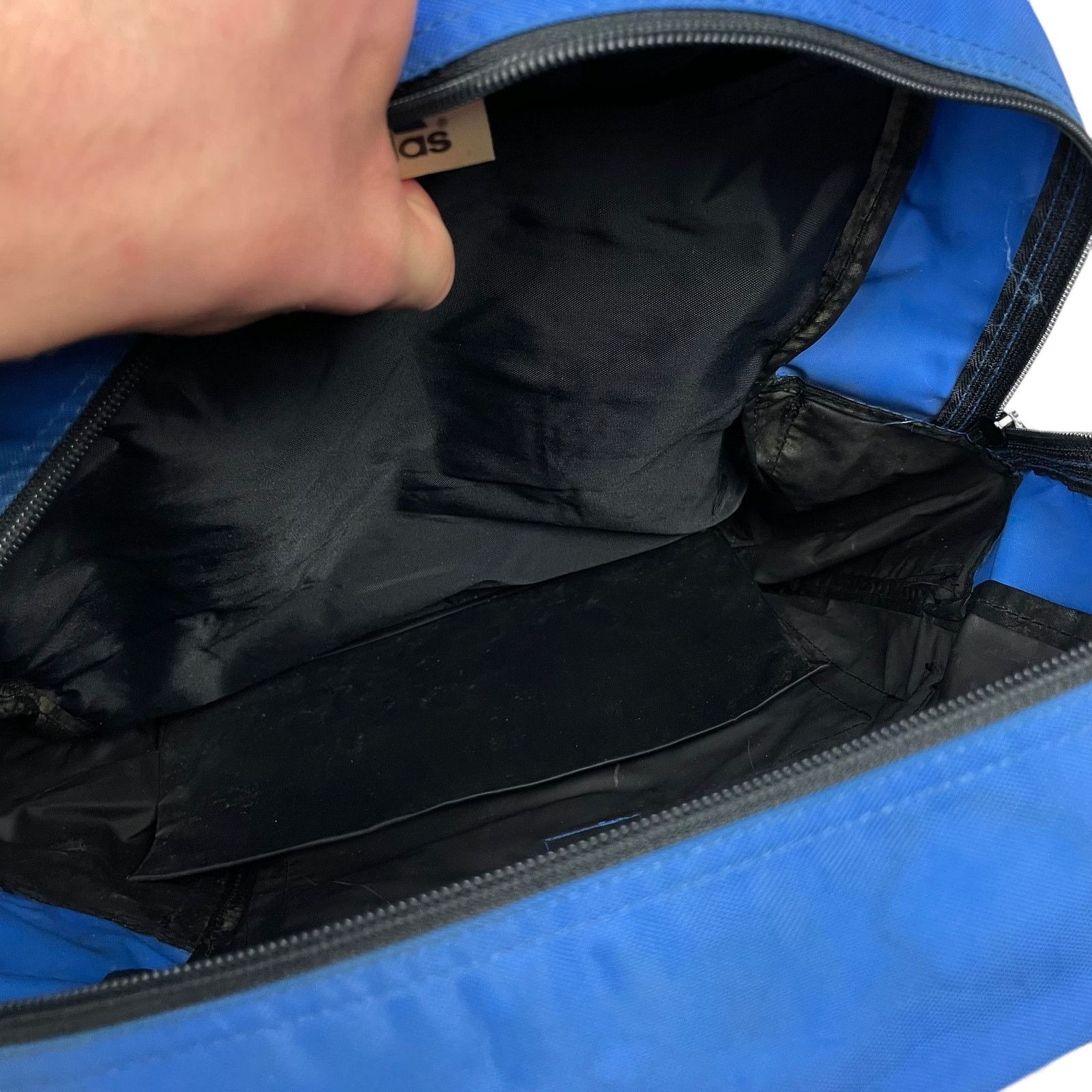 Adidas × Vintage Adidas Men's Black Blue 3-Stripes Velcro Flap Backpack Bag Size ONE SIZE - 7 Thumbnail