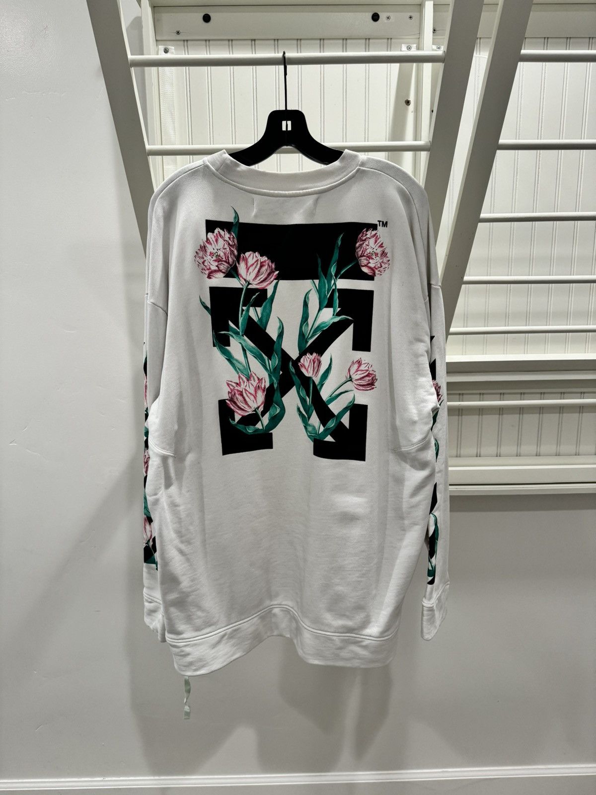 Off White Off White Diagonal Tulips Crewneck Grailed