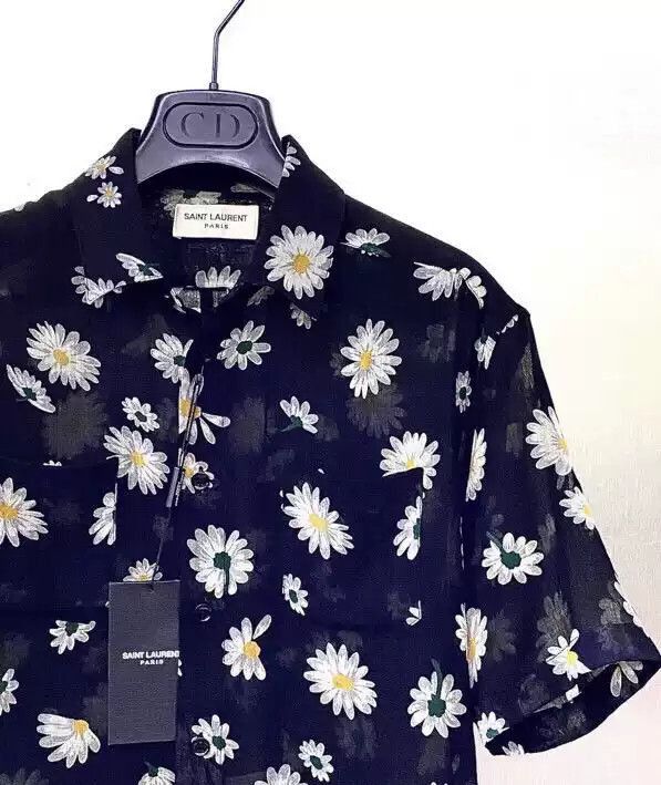 Saint Laurent Paris Saint Laurent Chrysanthemum Shirt Size 42-2505 Size US M / EU 48-50 / 2 - 2 Thumbnail