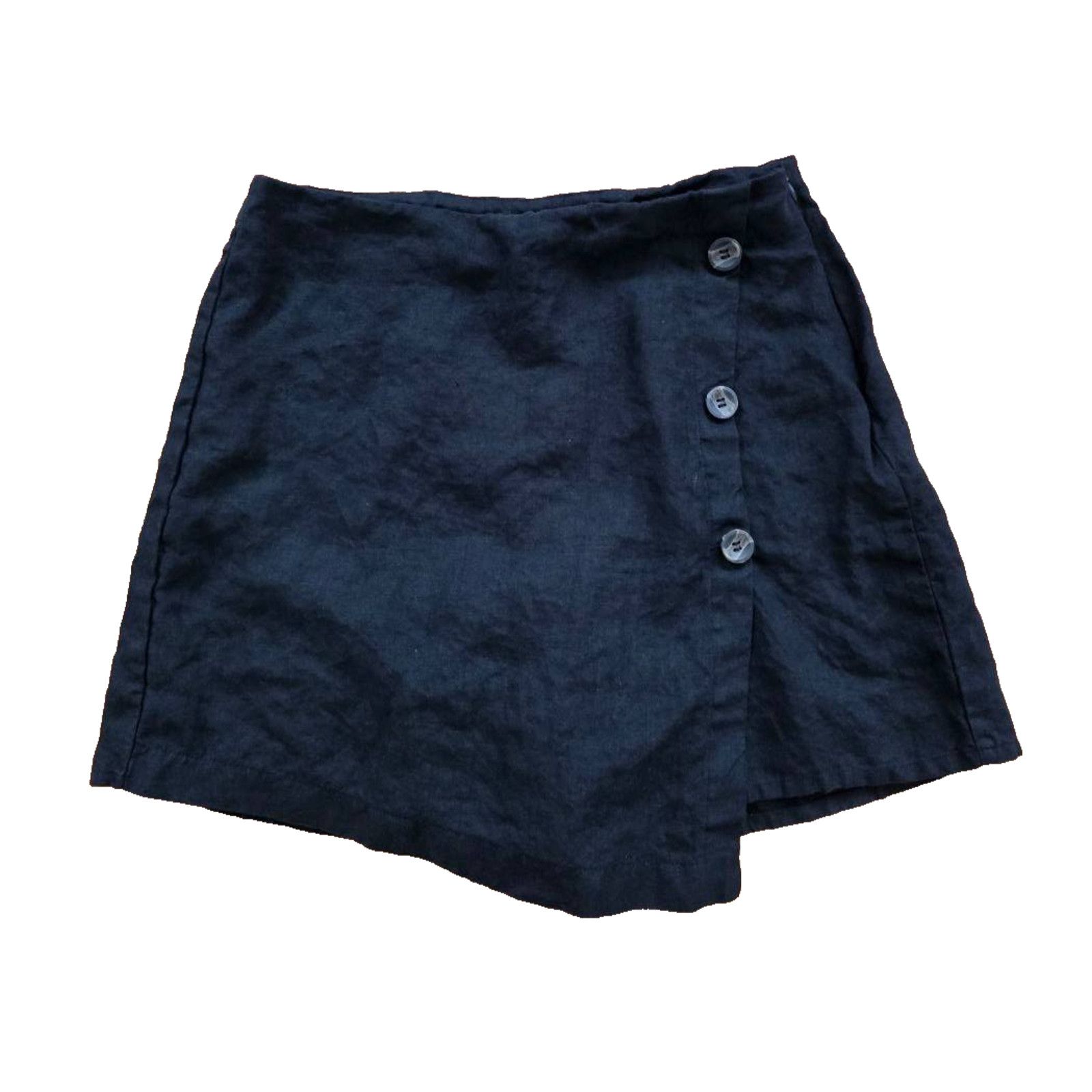 Jimmy Choo Jimmy Key Linen mini skirt-shorts buttons black L A001564 Size 34" / US 12 / IT 48 - 1 Thumbnail