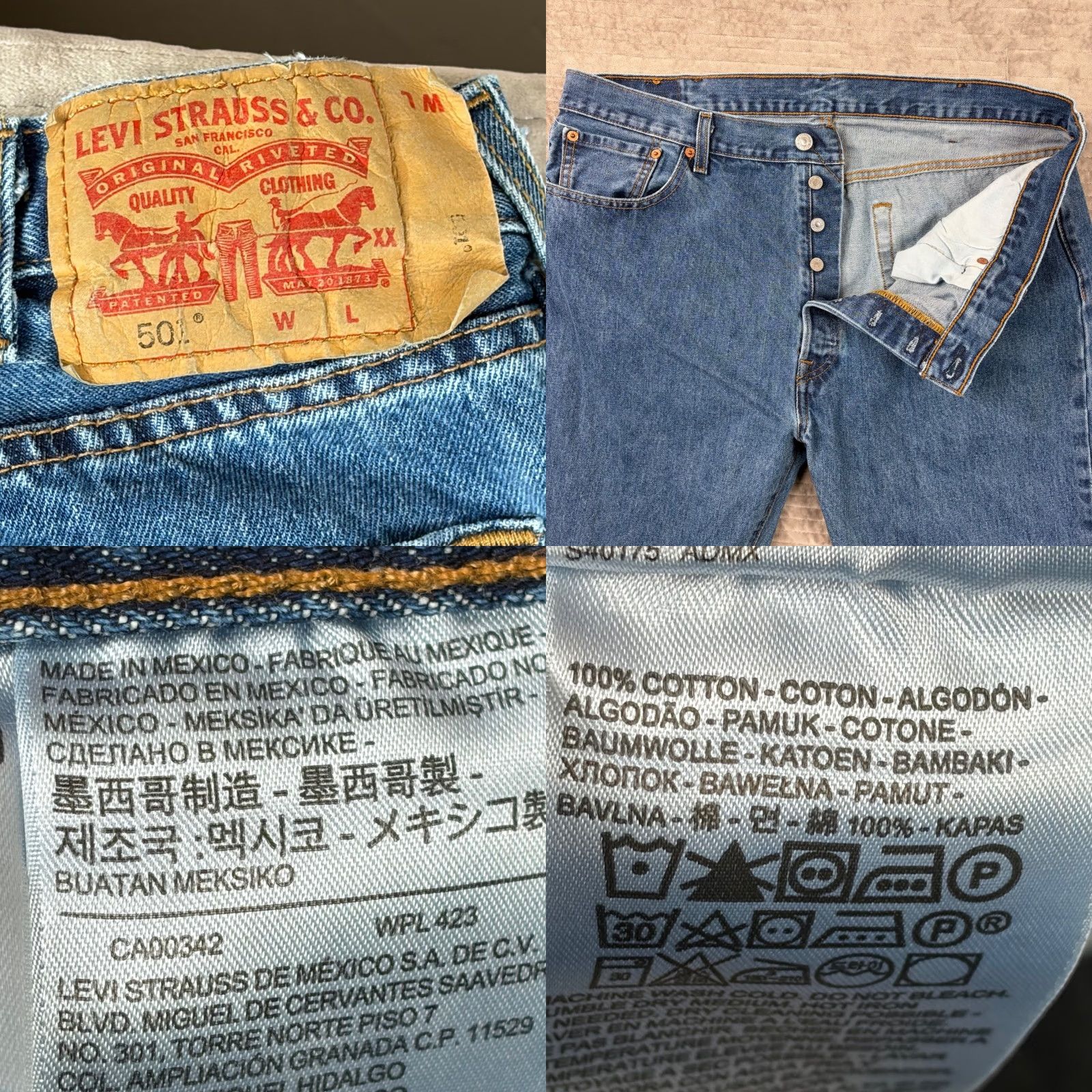 Levi's Levi's 501 Original Fit Jeans Blue Straight Leg Button Fly Mens 40x34 Regular Denim 5-Pocket Cowboy Retro 90s Vintage? Size US 40 / EU 56 - 8 Thumbnail