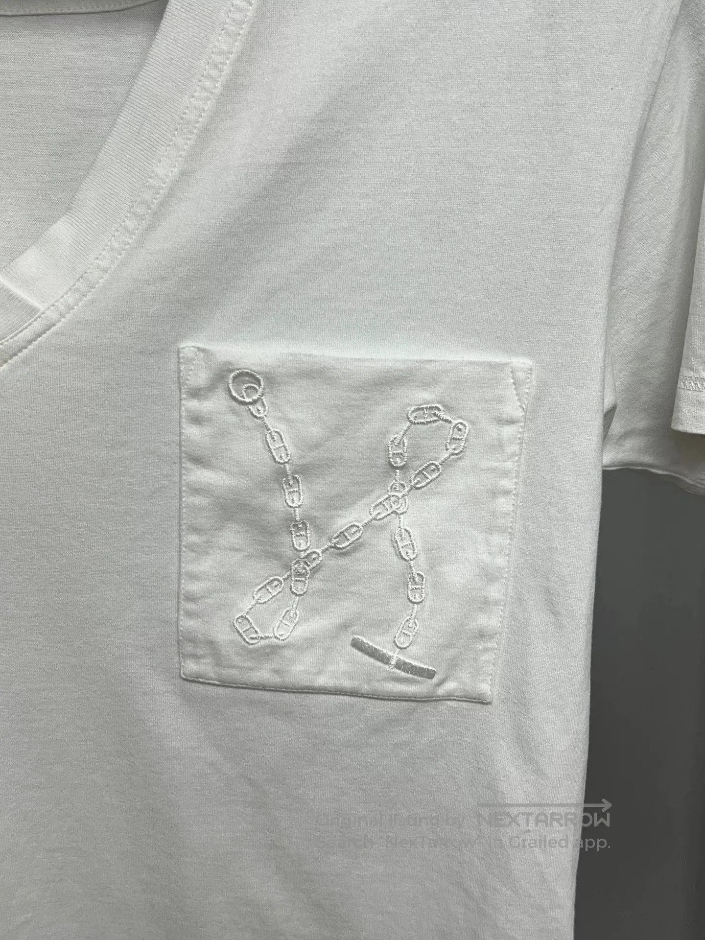 Hermes hermes white short sleeve chain collar top. Size XS / US 0-2 / IT 36-38 - 3 Thumbnail