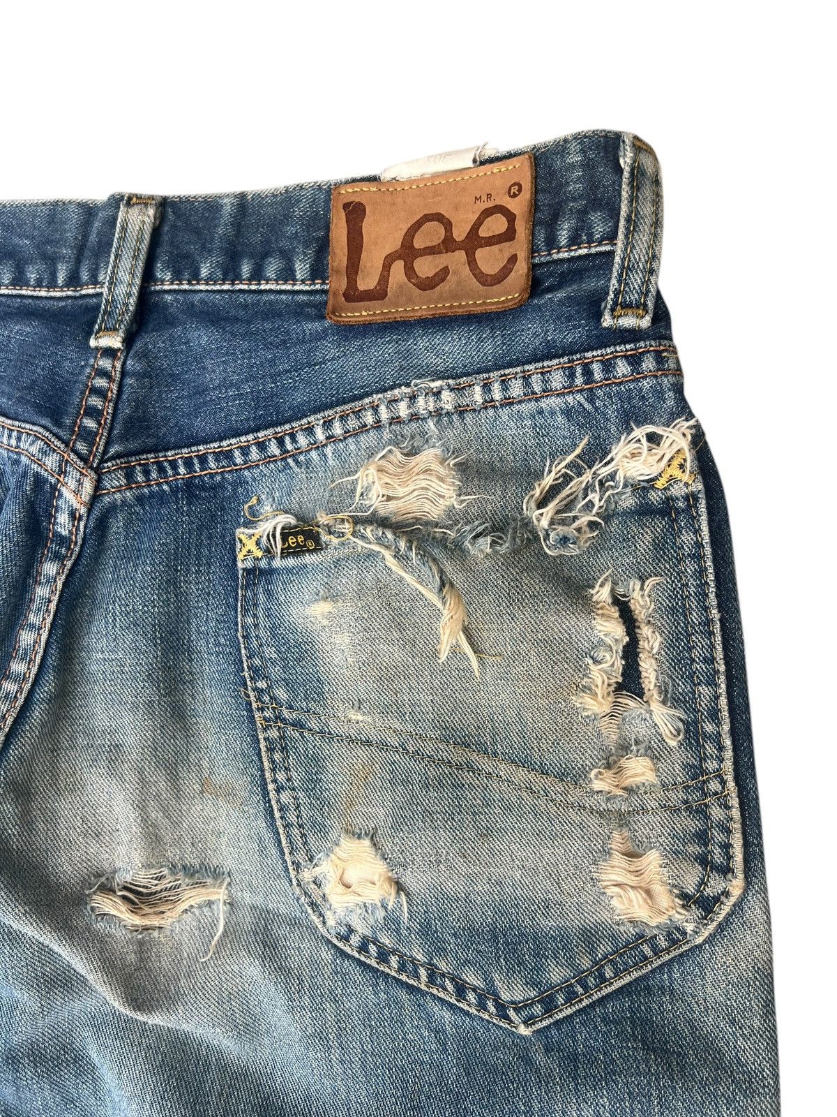 Lee Trashed Vintage Lee Ripped Dirty Mud Denim Selvedge Jeans Size US 30 / EU 46 - 15 Thumbnail
