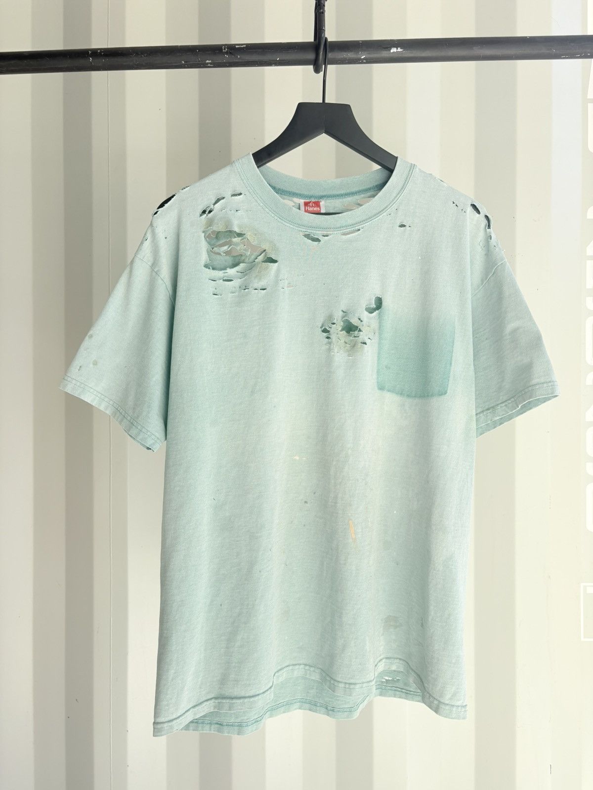 Vintage Thrashed Blank Distressed Faded Pocket Shirt Grunge thin Size US XL / EU 56 / 4 - 1 Thumbnail