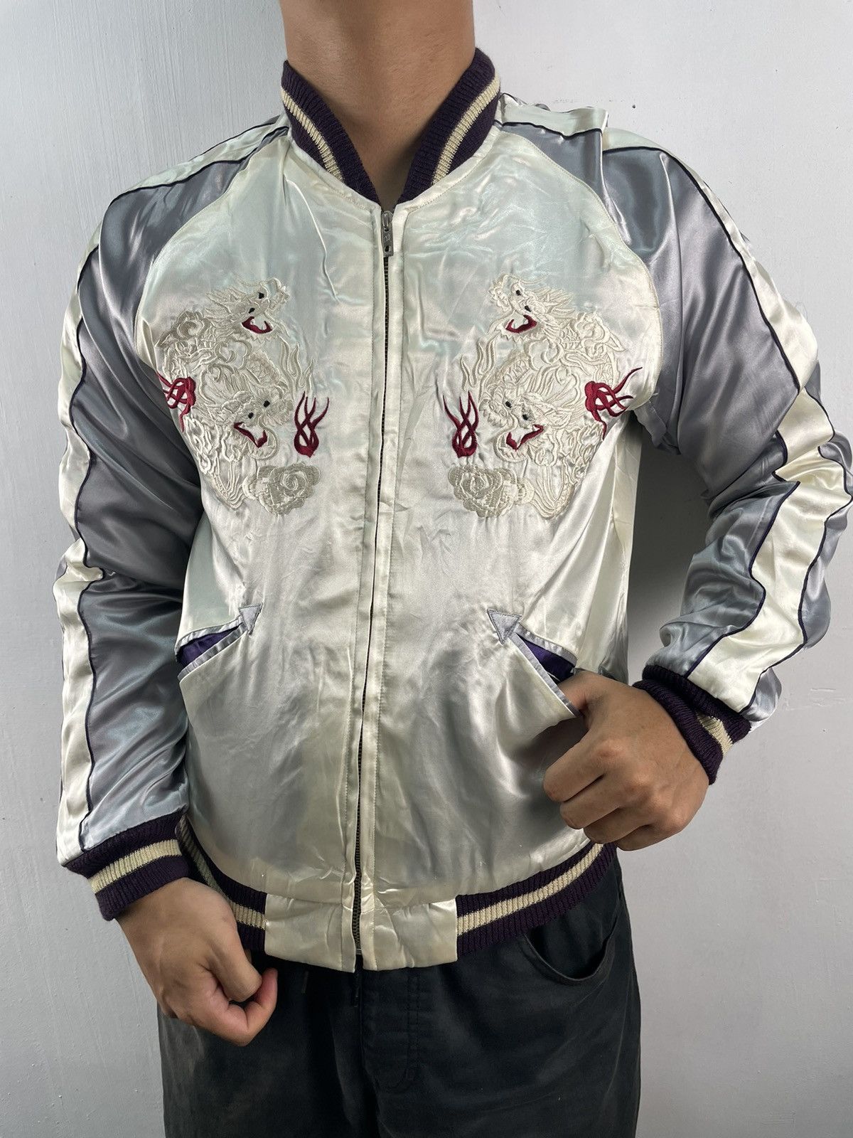 Japanese Brand Sukajan Toyo Vintage Reversible Jacket Skull Navy Tiger Size US S / EU 44-46 / 1 - 4 Thumbnail