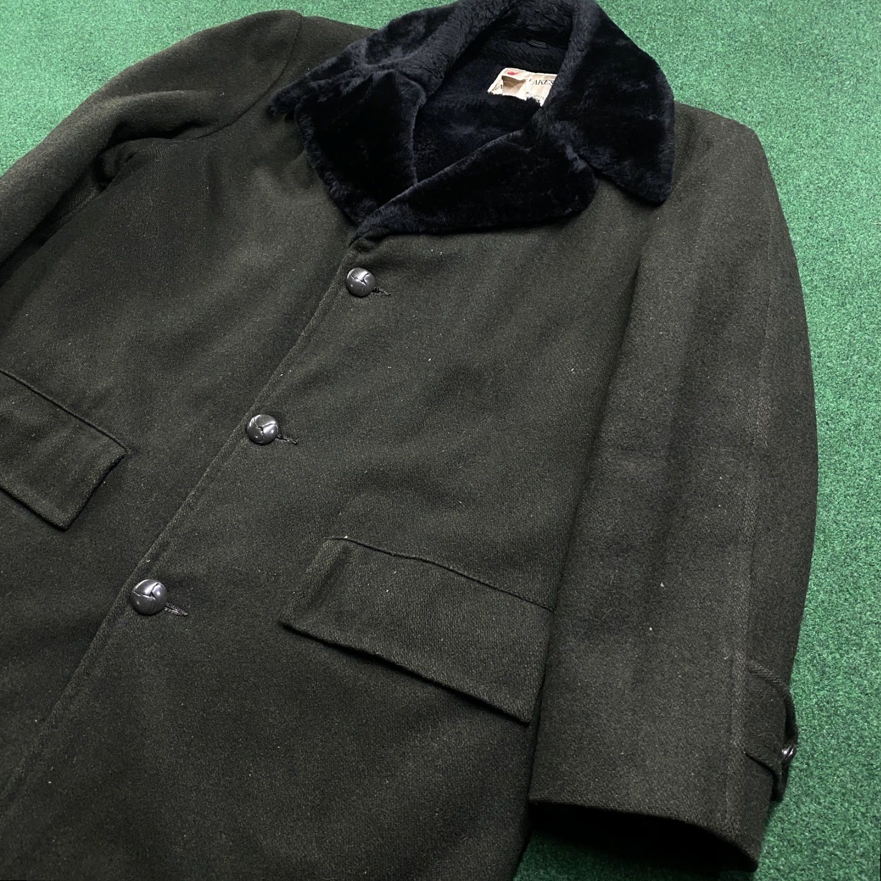 Olive VINTAGE Gordon & Ferguson Parka Overcoat Wool Coat Mens 42 Olive Green 50S 60S Long Size US XS / EU 42 / 0 - 2 Thumbnail