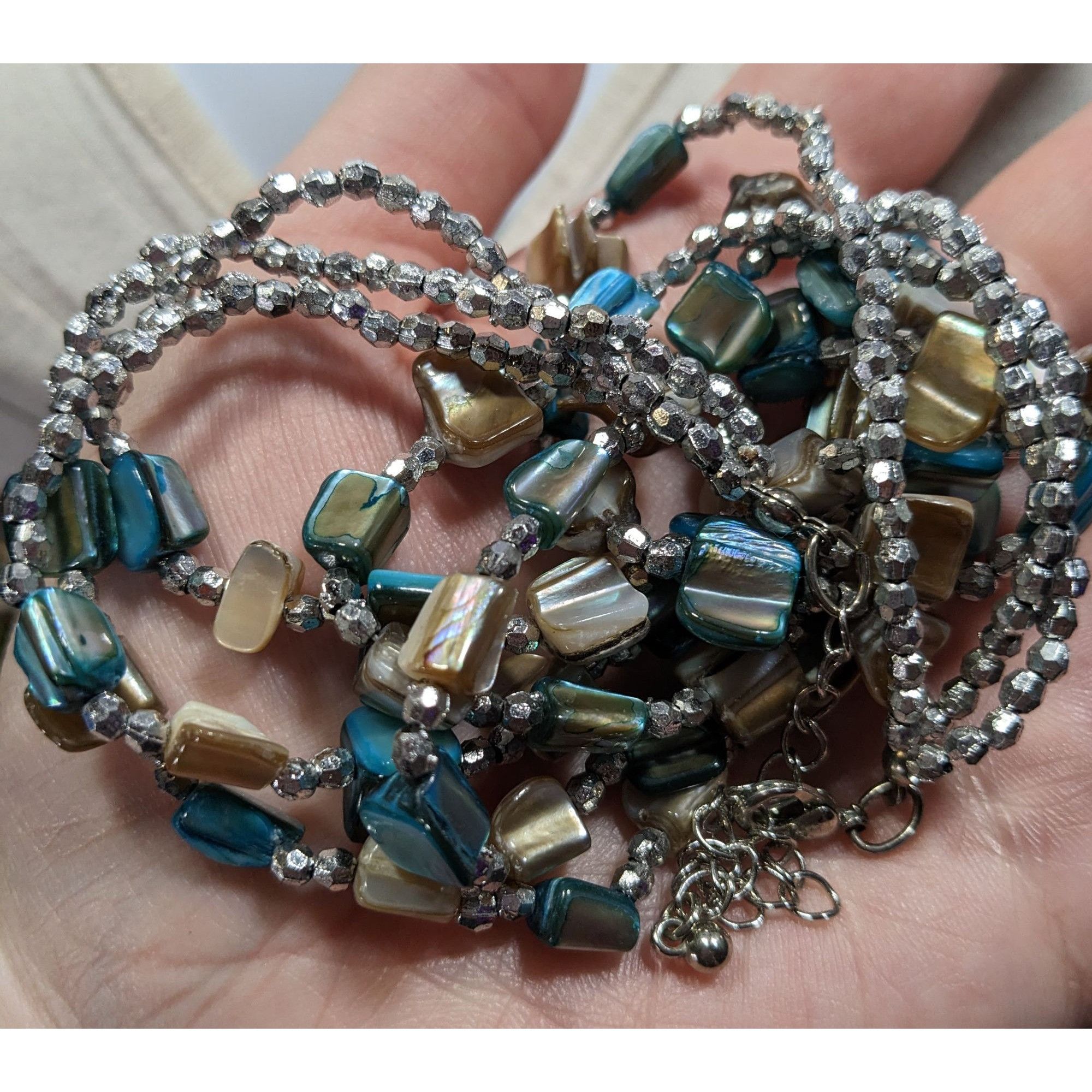 Other Mermaidcore Blue And Silver Tone Layered Shell Beaded Neckla Size ONE SIZE - 5 Thumbnail