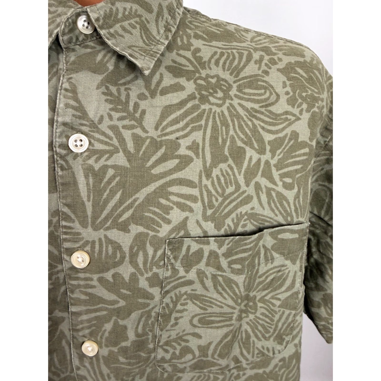 Old Navy VINTAGE Old Navy Shirt Men M Floral Olive Linen Cotton Button-Up Short Sleeve Hawaiian Beach Y2K Vintage 90s Theme Size US M / EU 48-50 / 2 - 4 Thumbnail
