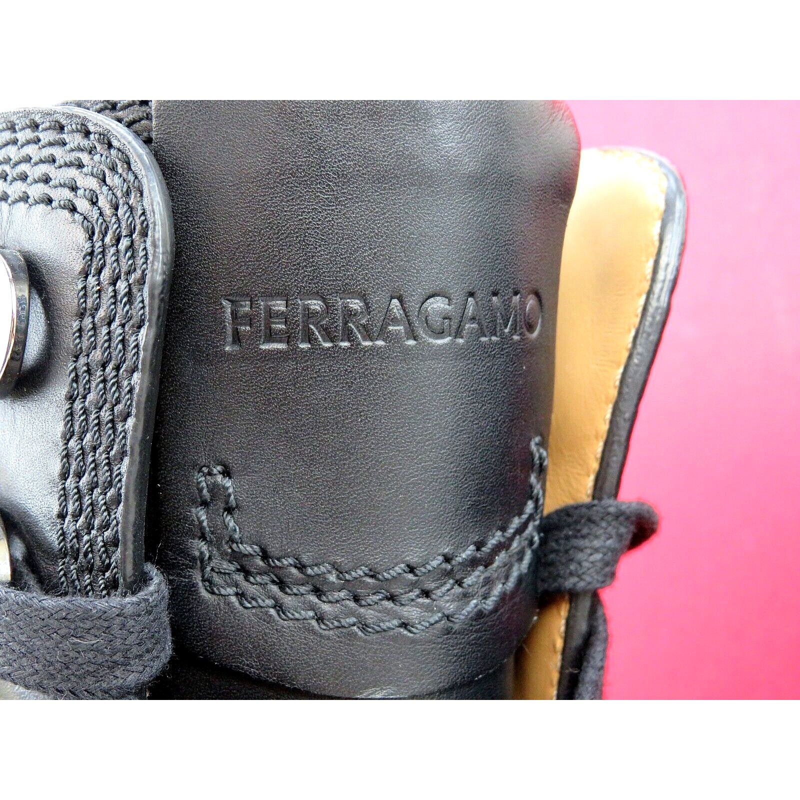 Salvatore Ferragamo FERRAGAMO FARAWAY BLACK LEATHER LOGO LACE ZIP BOOTS 10 M Size US 11 / EU 44 - 2 Thumbnail