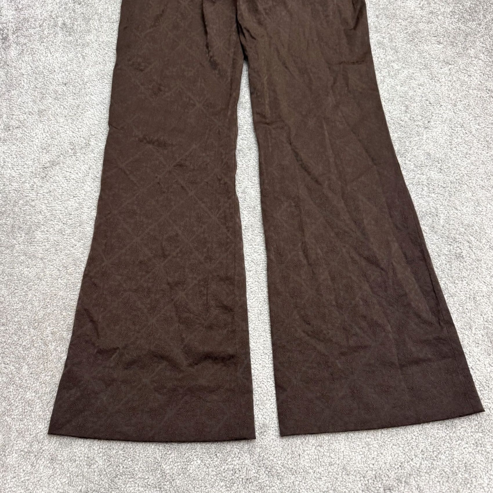 Vintage Womyn Dress Pants Flared Jacquard High Rise Brown Argyle Diamond 10 Women's Pants Size 32" / US 10 / IT 46 - 5 Thumbnail
