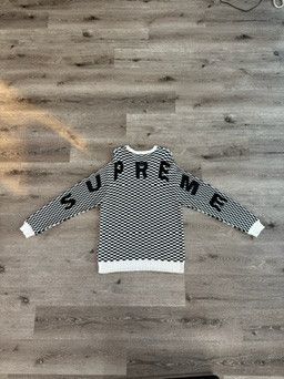 Supreme Supreme "Back Logo Sweater" (Checkerboard) Size US XL / EU 56 / 4 - 2 Thumbnail