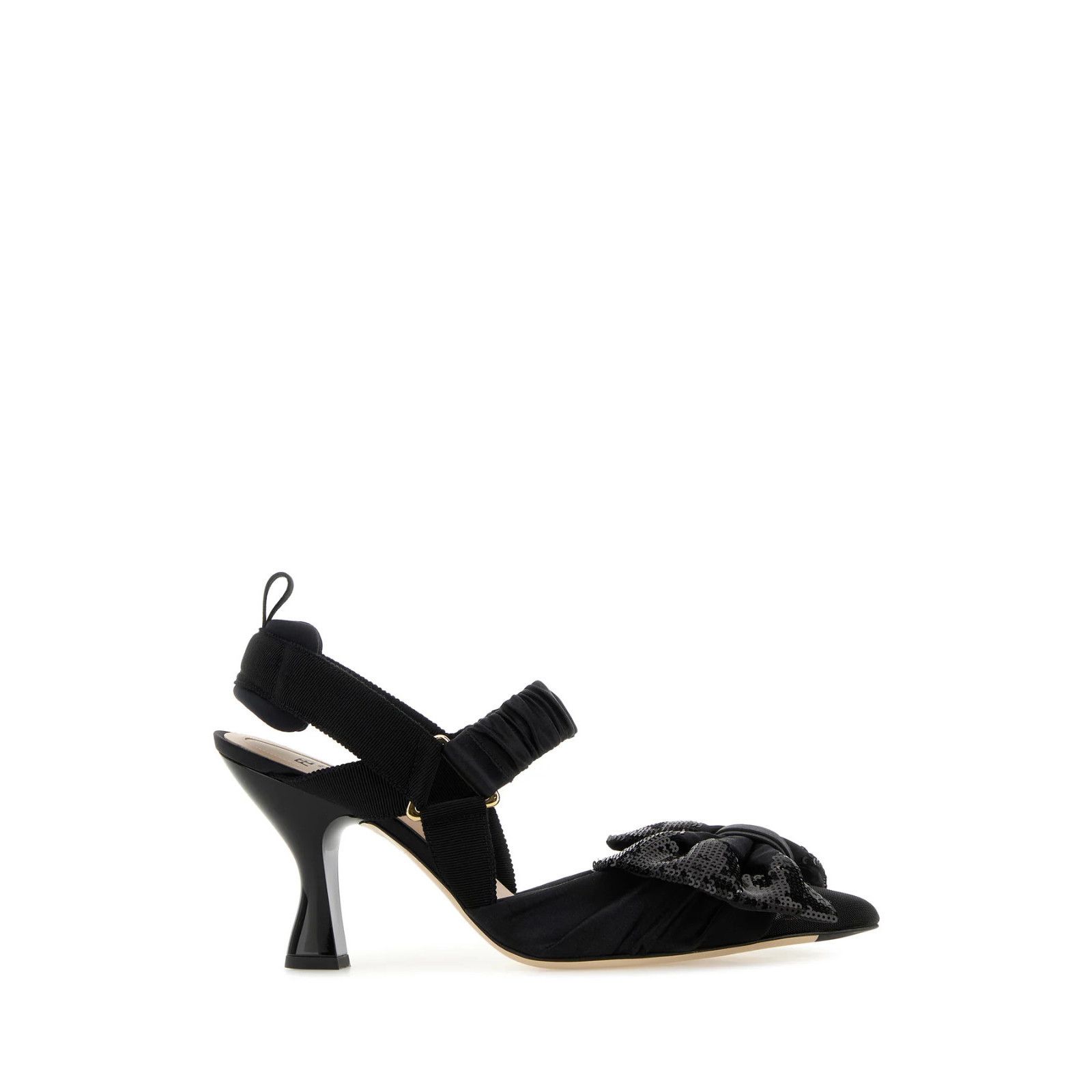 FENDI Colibri $1800 Black Satin 85mm Pumps New (Women's size