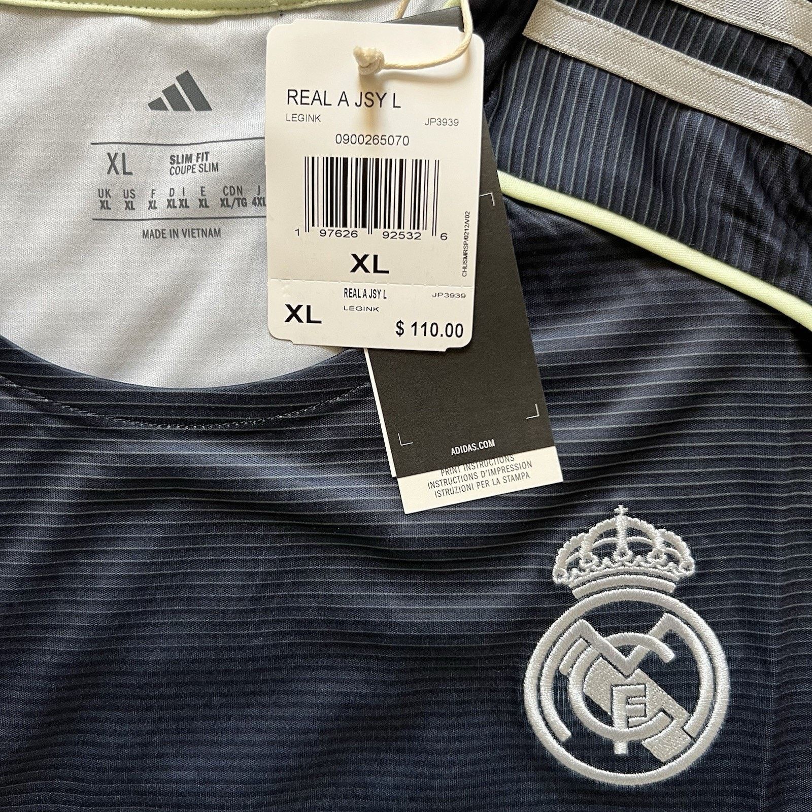 Adidas Adidas Real Madrid 2025/26 Jersey XL Long Sleeve SlimFit NWT Size US XL / EU 56 / 4 - 8 Thumbnail