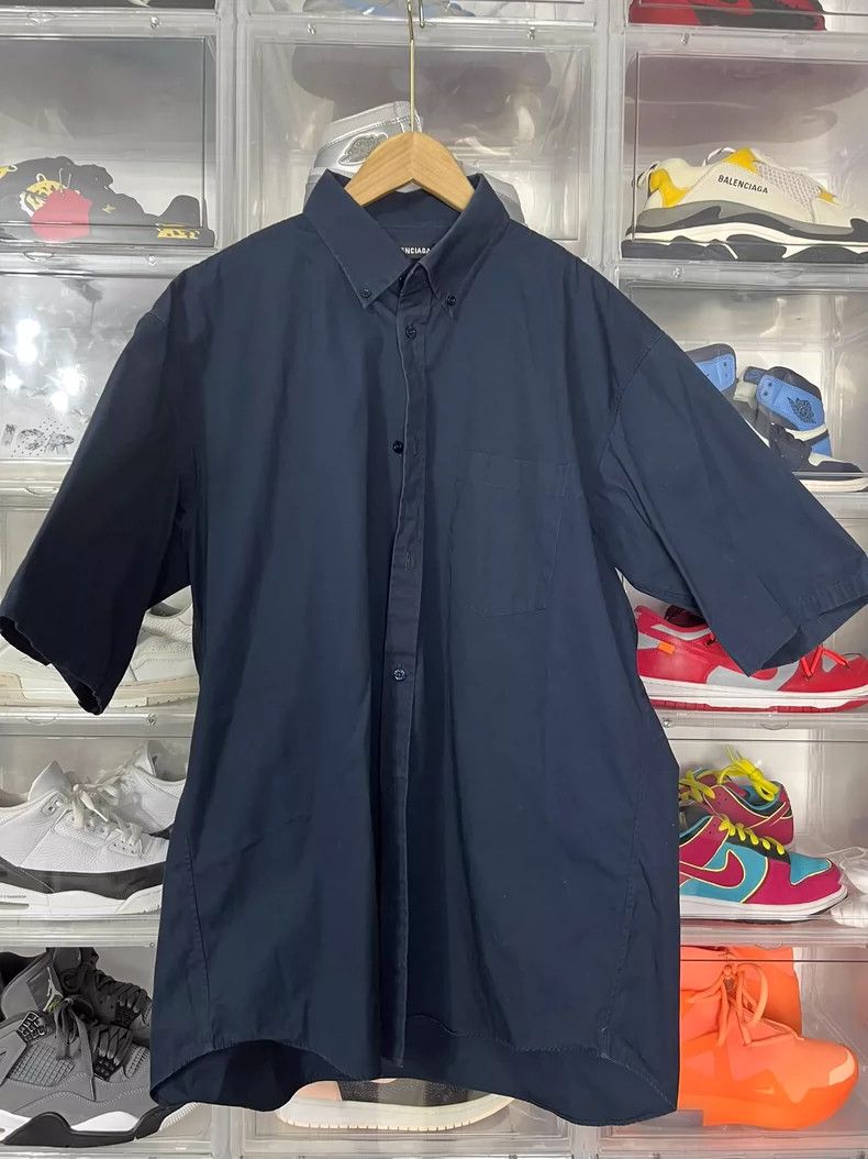 Balenciaga Balenciaga size 39 Blue short sleeve shirt with logo print Size US XS / EU 42 / 0 - 1 Thumbnail