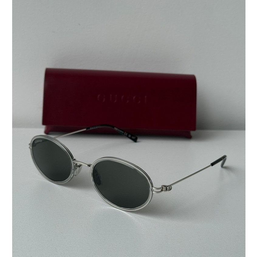 Gucci NEW Gucci GG1980S 003 Silver Oval Sunglasses $545 Size ONE SIZE - 2 Thumbnail