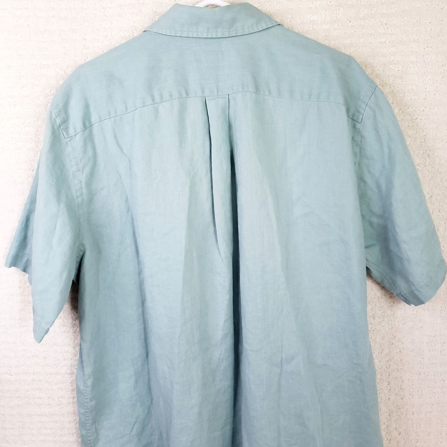 Lands' End Lands' End Shirt Mens L Mint Green 100% Linen Short Sleeve Button-Up Casual Summer Vintage Designer Shirts Mens Size US L / EU 52-54 / 3 - 7 Thumbnail