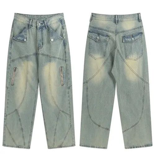 Jean Mikami x Honji Topstitched Seam Baggy Flared Jeans Men y2k Size US 32 / EU 48 - 5 Thumbnail