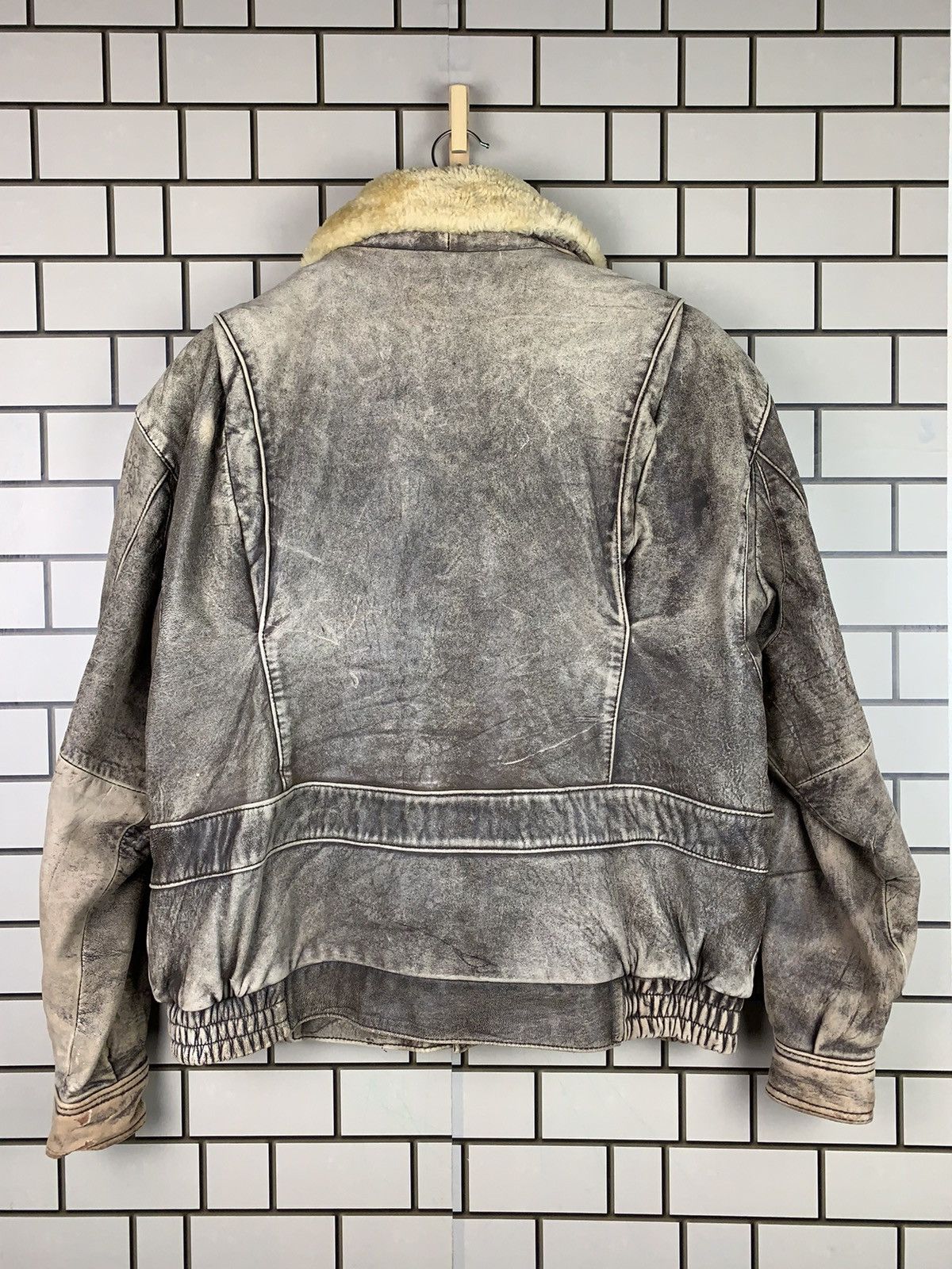 14th Addiction Vintage 90s Make Sherpa Leather Bomber Jacket Size US L / EU 52-54 / 3 - 14 Thumbnail